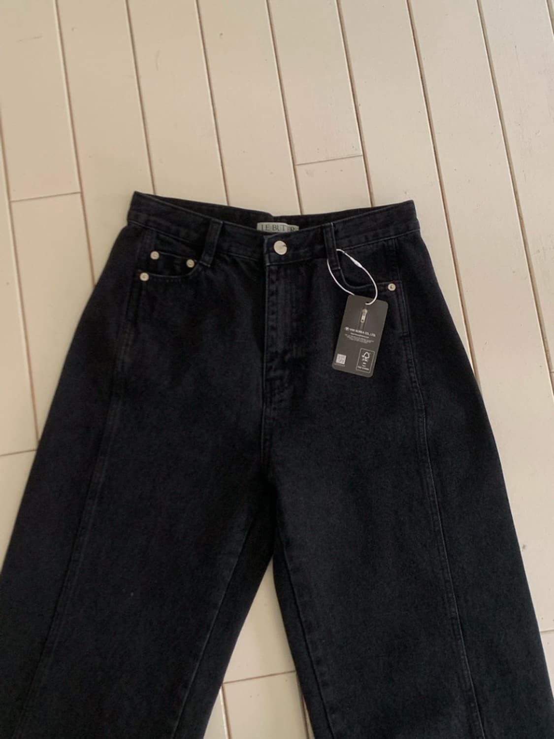 르버터 lebutter 블랙 절개진 와이드데님 상품이미지5