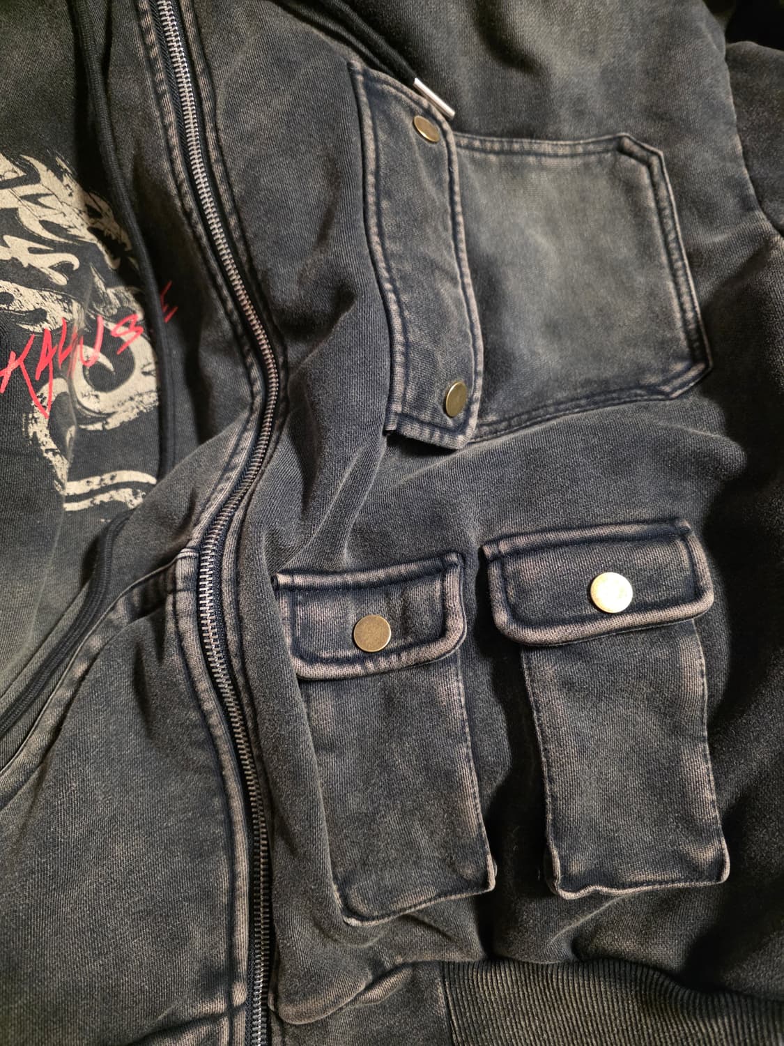 yukahouse 유카하우스 y2k 빈티지 워싱 후드 집업 (M) 상품이미지6