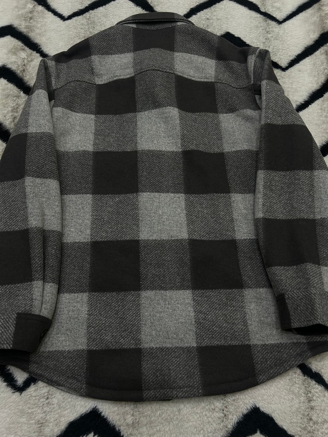 [L]유니클로 블록 울 오버핏 체크 셔츠 자켓 상품이미지3