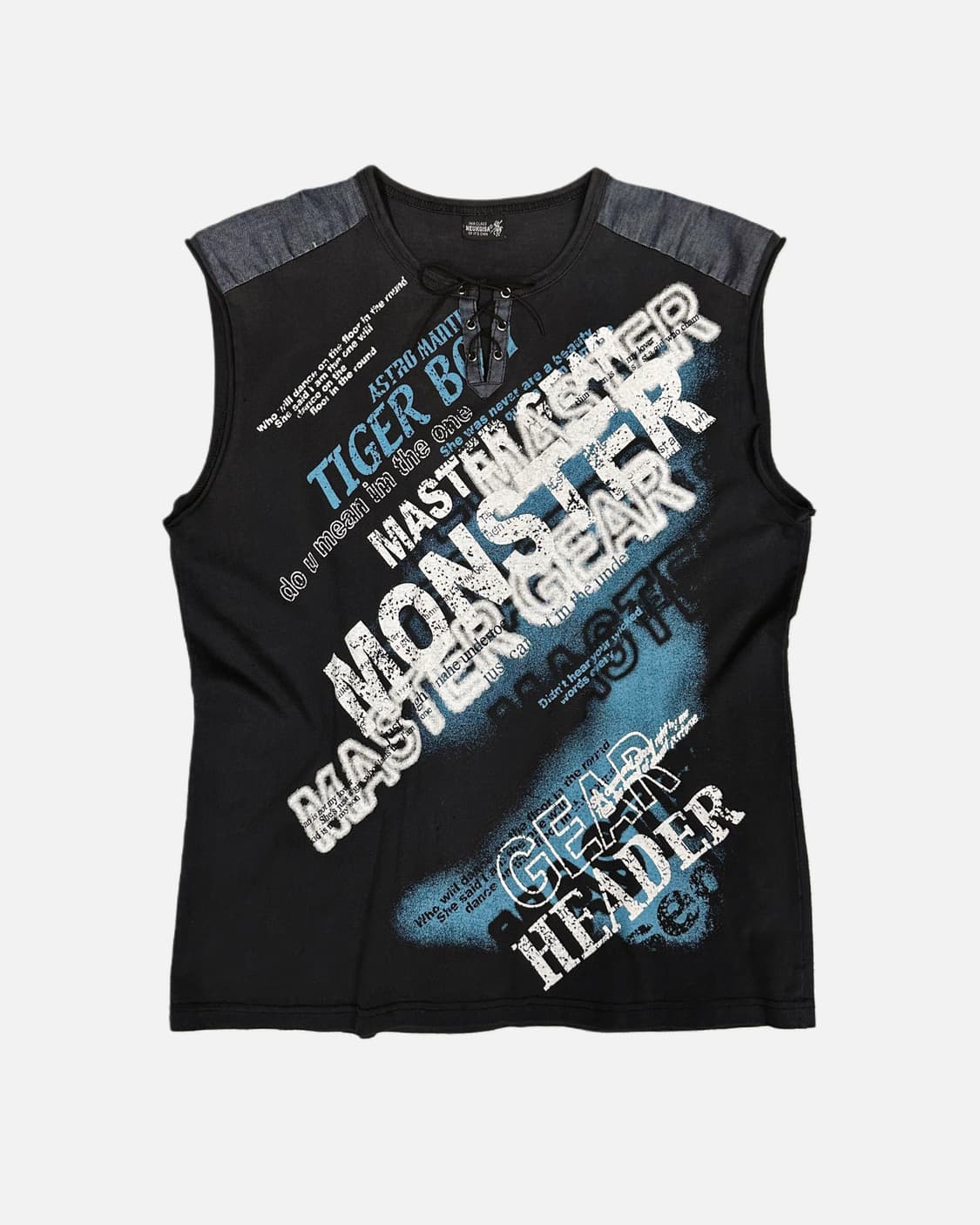 grunge printing lace-up sleeveless 상품이미지1