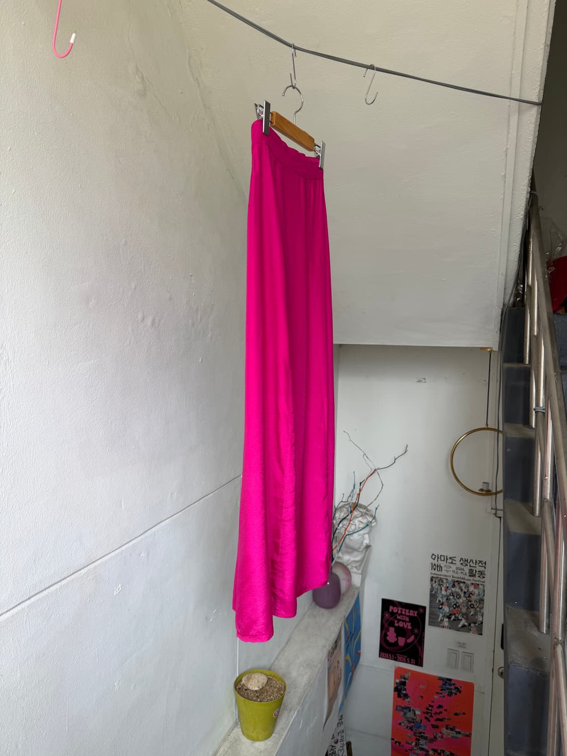 MAED IN ITALY 마젠타 핑크 일자 롱 스커트 상품이미지5