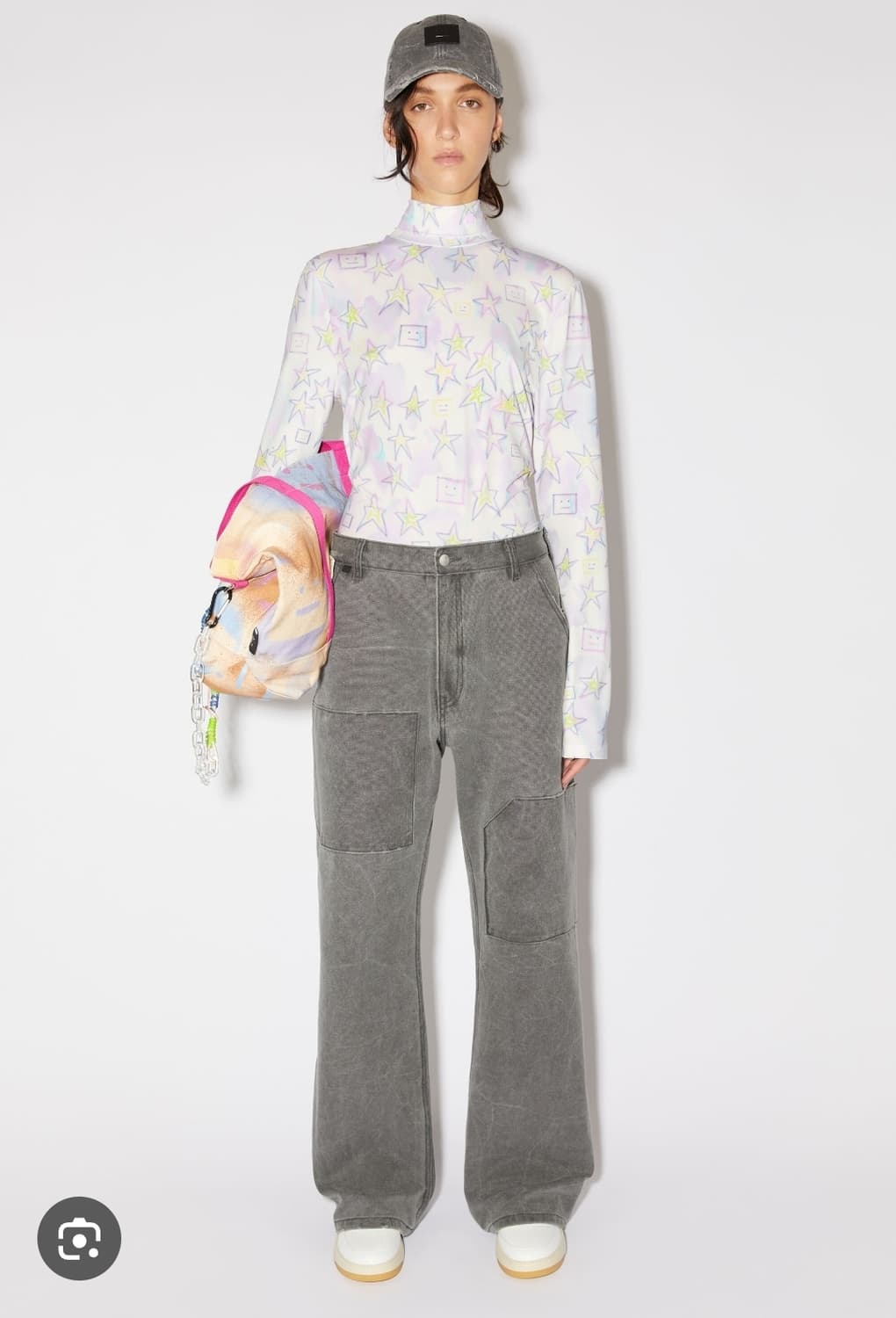 정품 아크네스튜디오 남녀공용 프린트 폴라 티 라지사이즈 상품이미지1