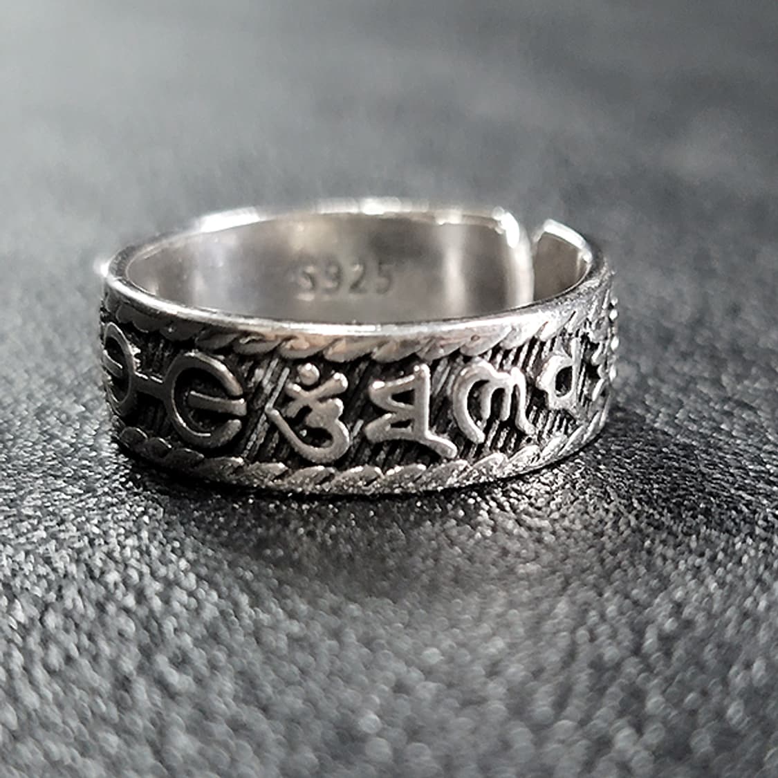 Vajren 실버 남자 엔틱 빈티지 명품 옴마니반메홈 금강저 반지 상품이미지4
