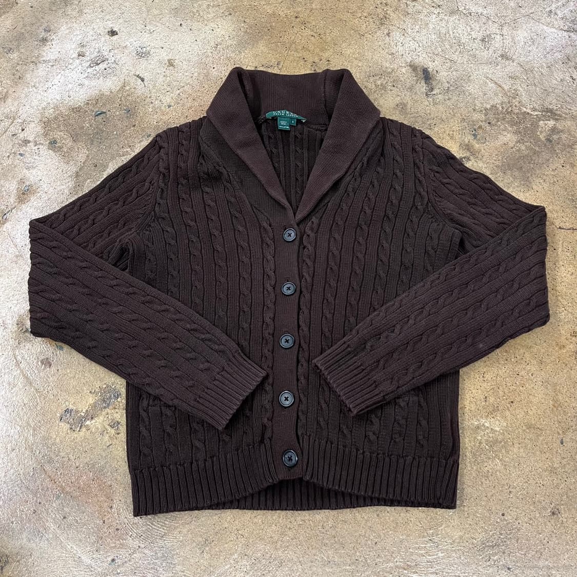 폴로 랄프로렌 초코 브라운 빅카라 니트 가디건  상품이미지2