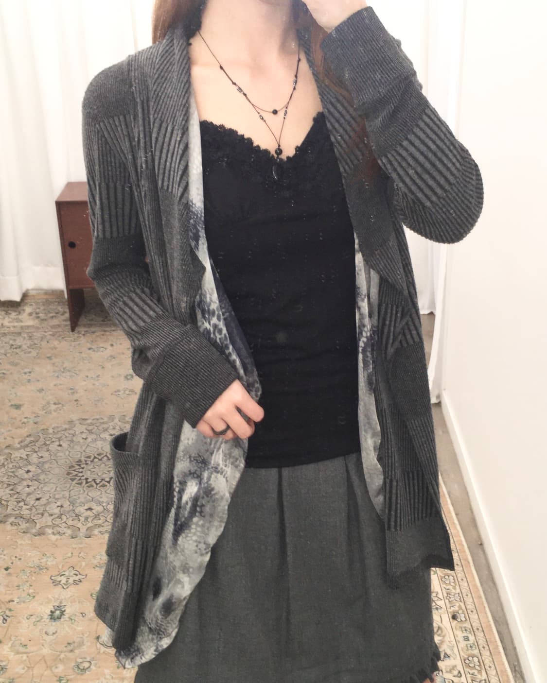 그레이 레이어드 롱 가디건 상품이미지5