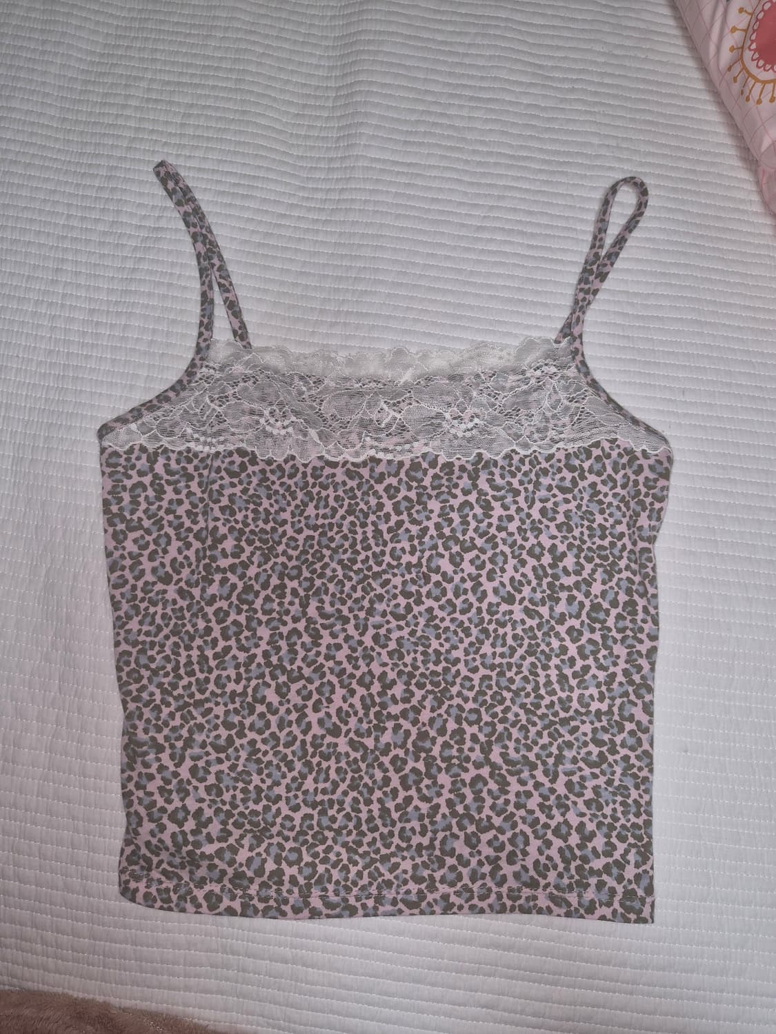 익스파이어드걸 레오파드 호피 레이스 탱크 핑크 나시 슬리브리스 상품이미지3