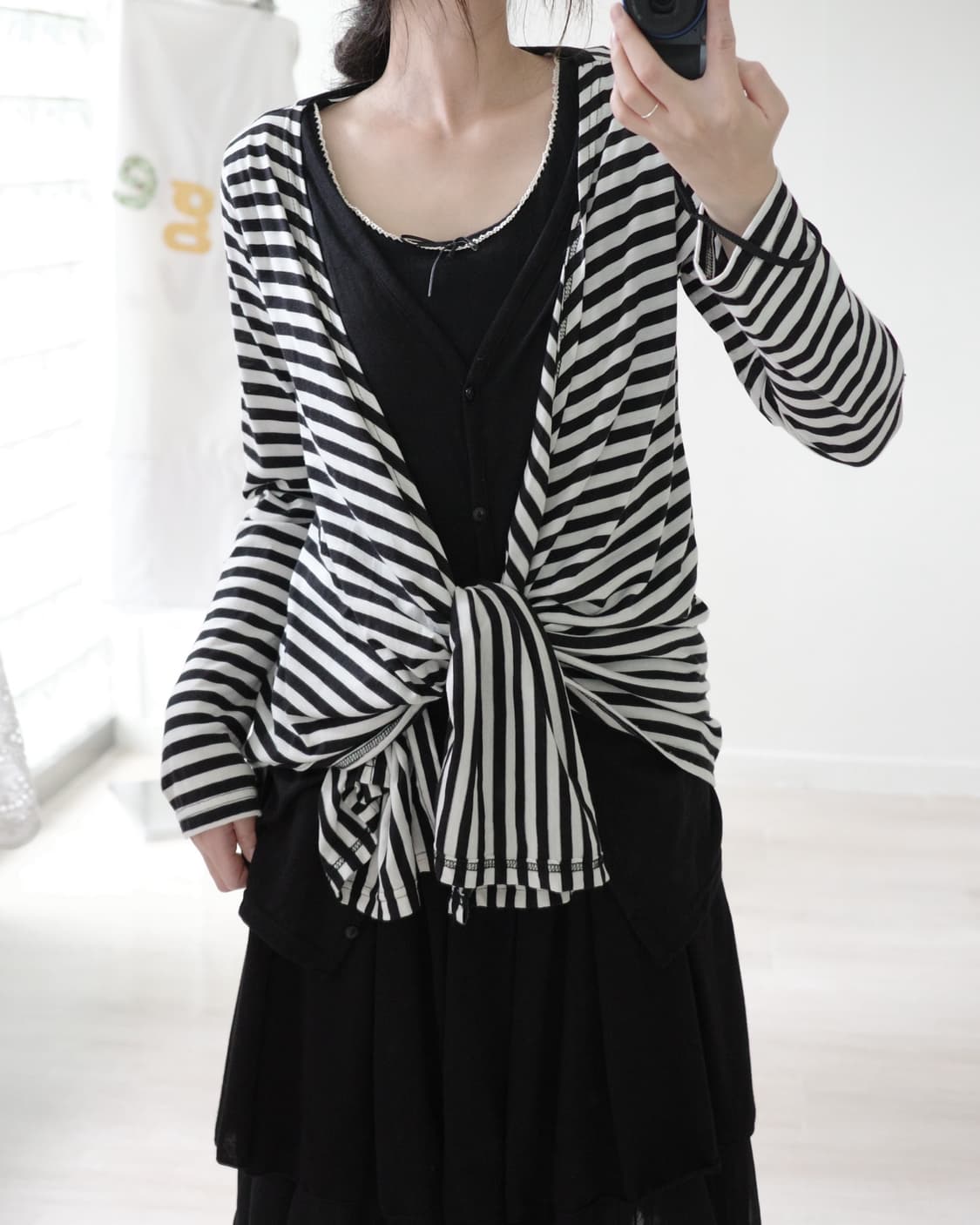 Monochrome striped layered cardigan 상품이미지8