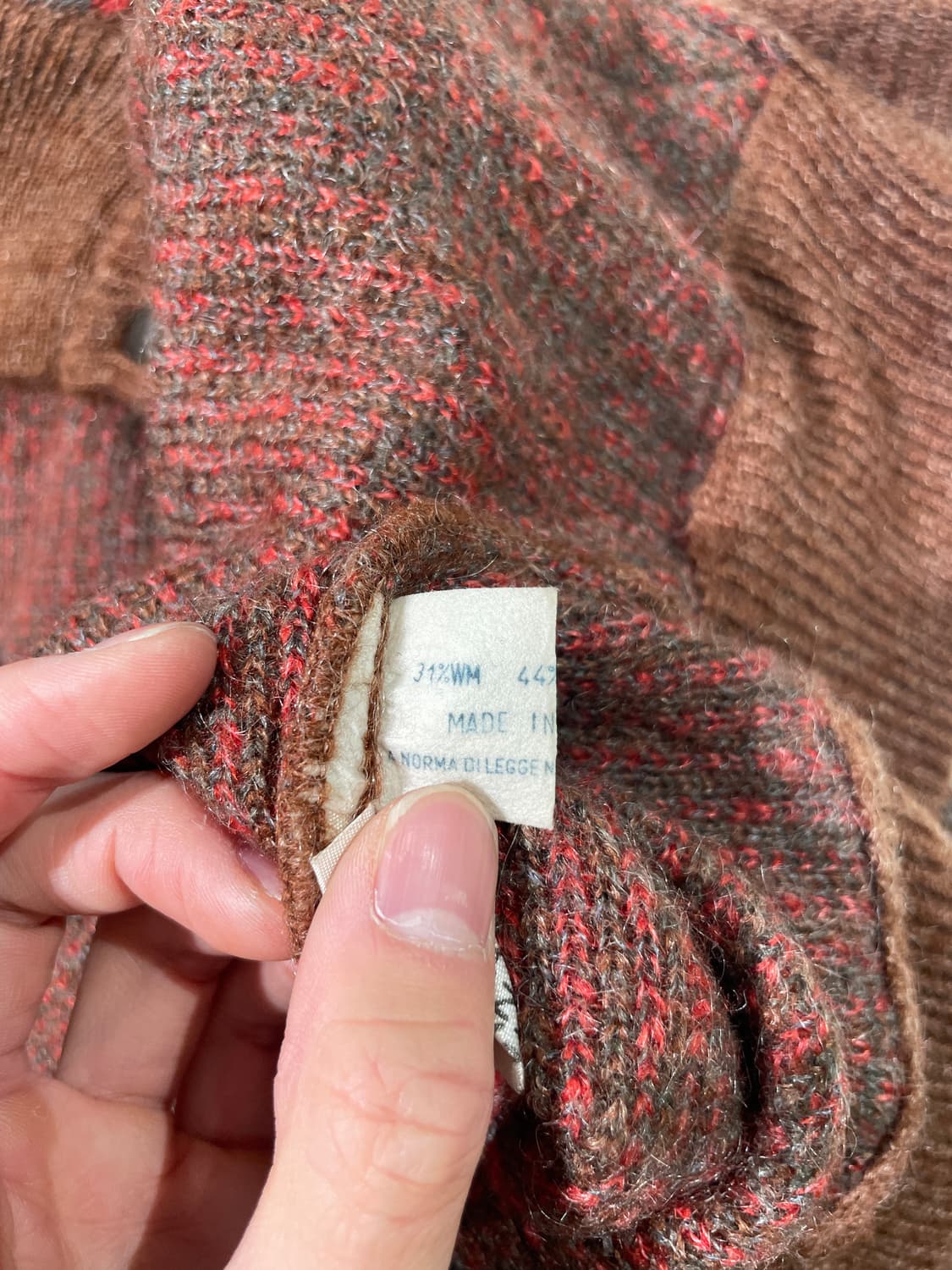 빈티지 레드 클레이 레더 패치 체크 울 자켓 상품이미지8