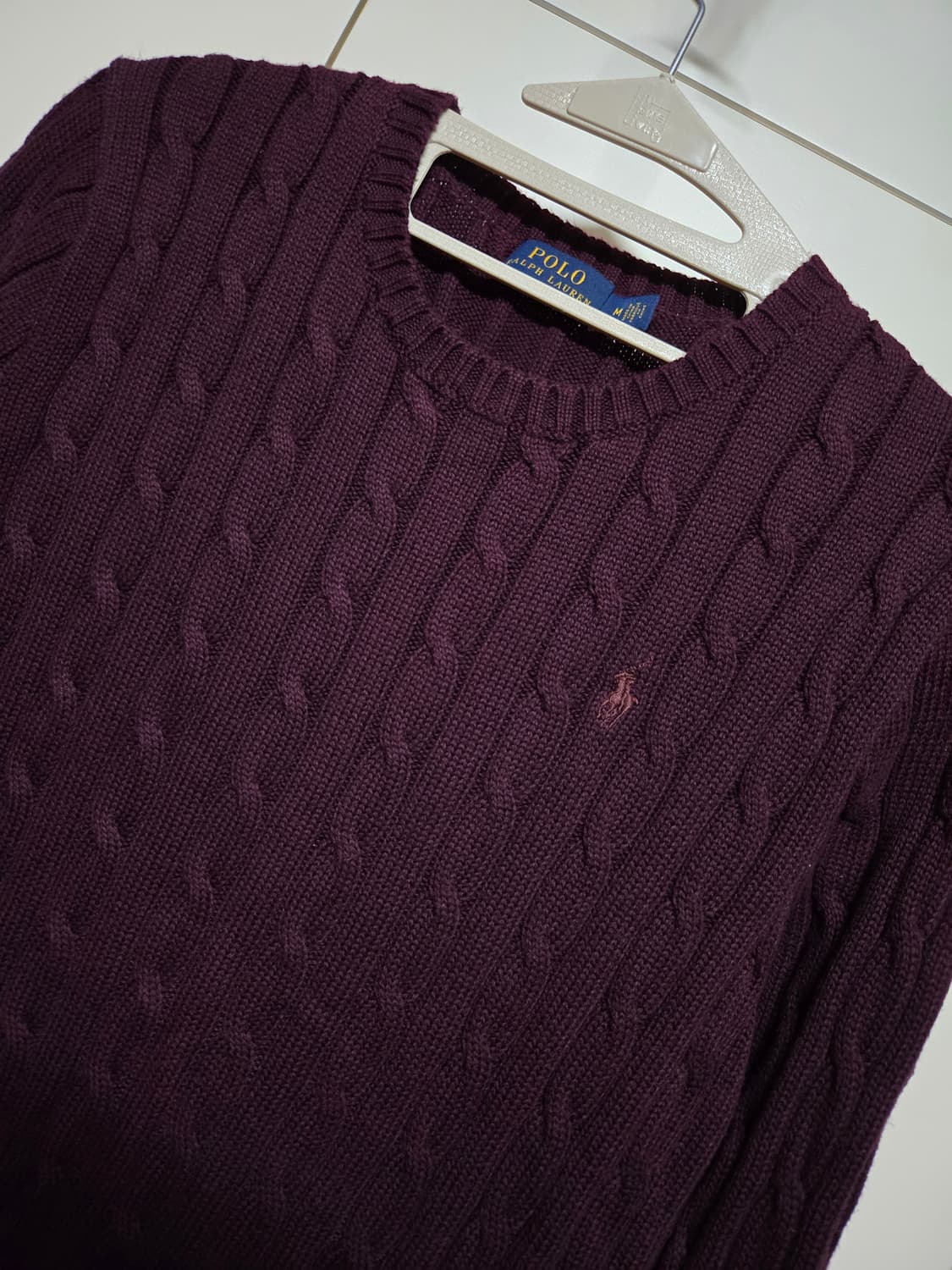 폴로 랄프로렌 정품 버건디 케이블 니트 상품이미지1