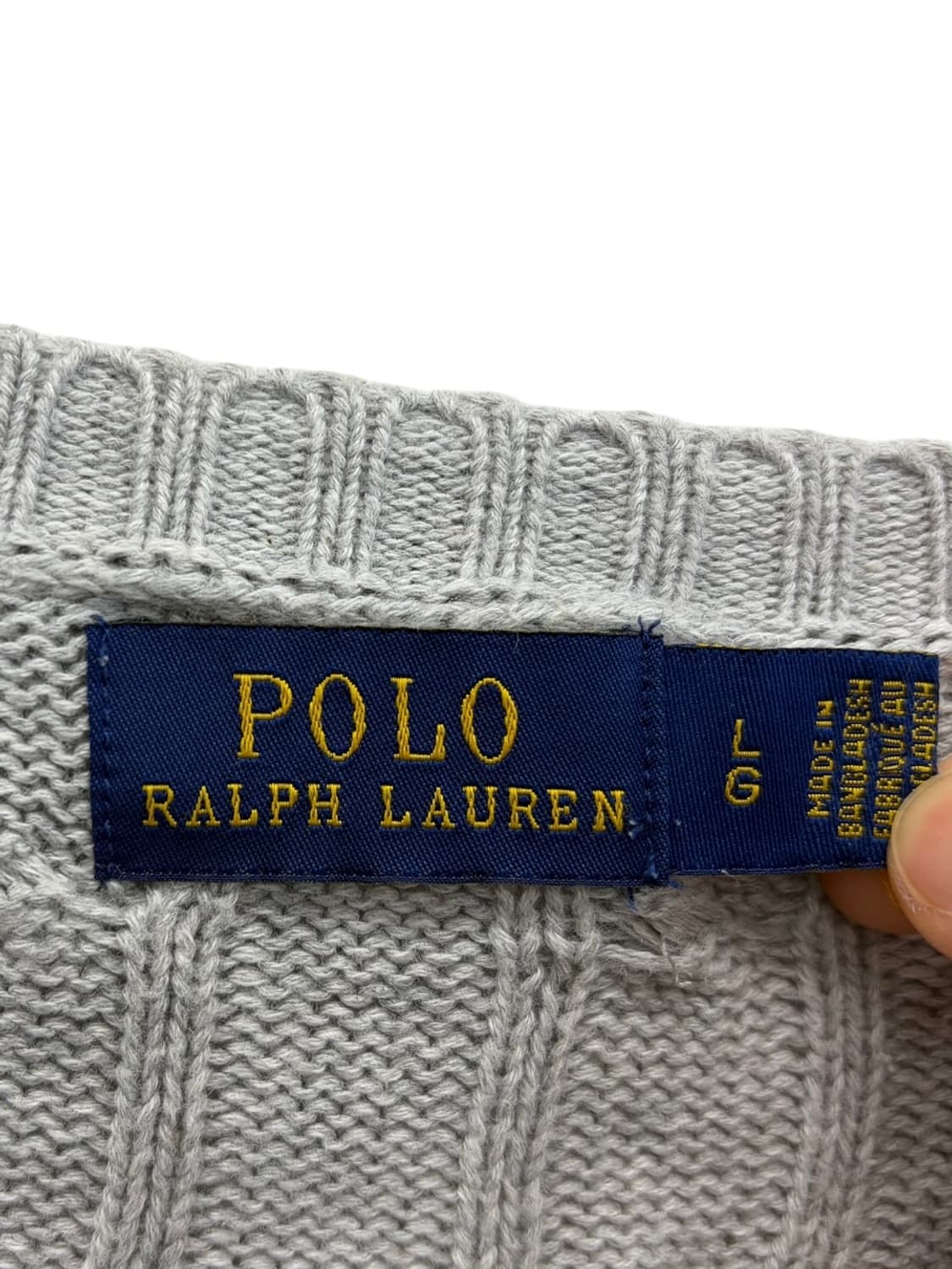 폴로 꽈배기 브이넥 니트 그레이 (L) 상품이미지8