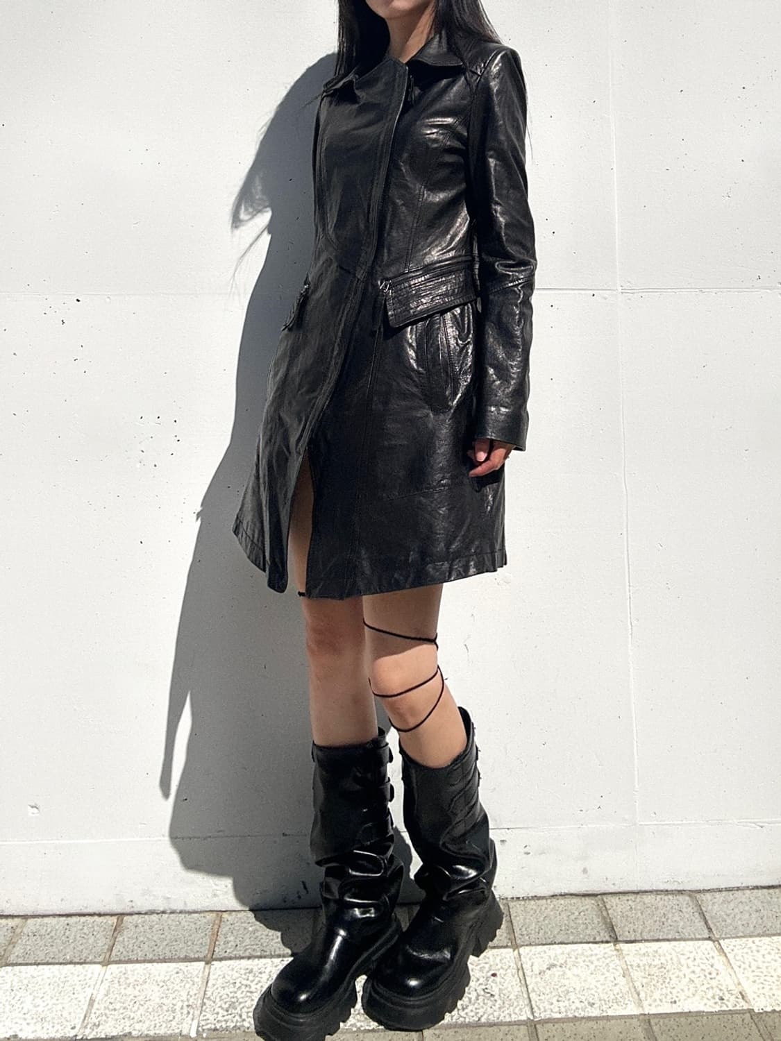 Slim chic leather jacket / black 상품이미지2
