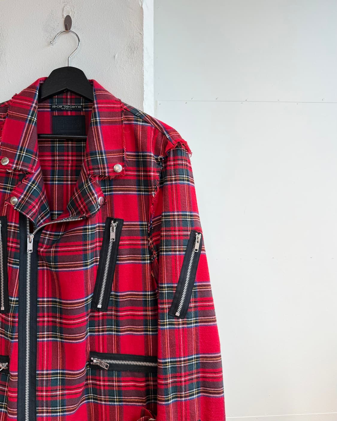 나인티나인퍼센트이즈 레드 체크 바이커 자켓  상품이미지5