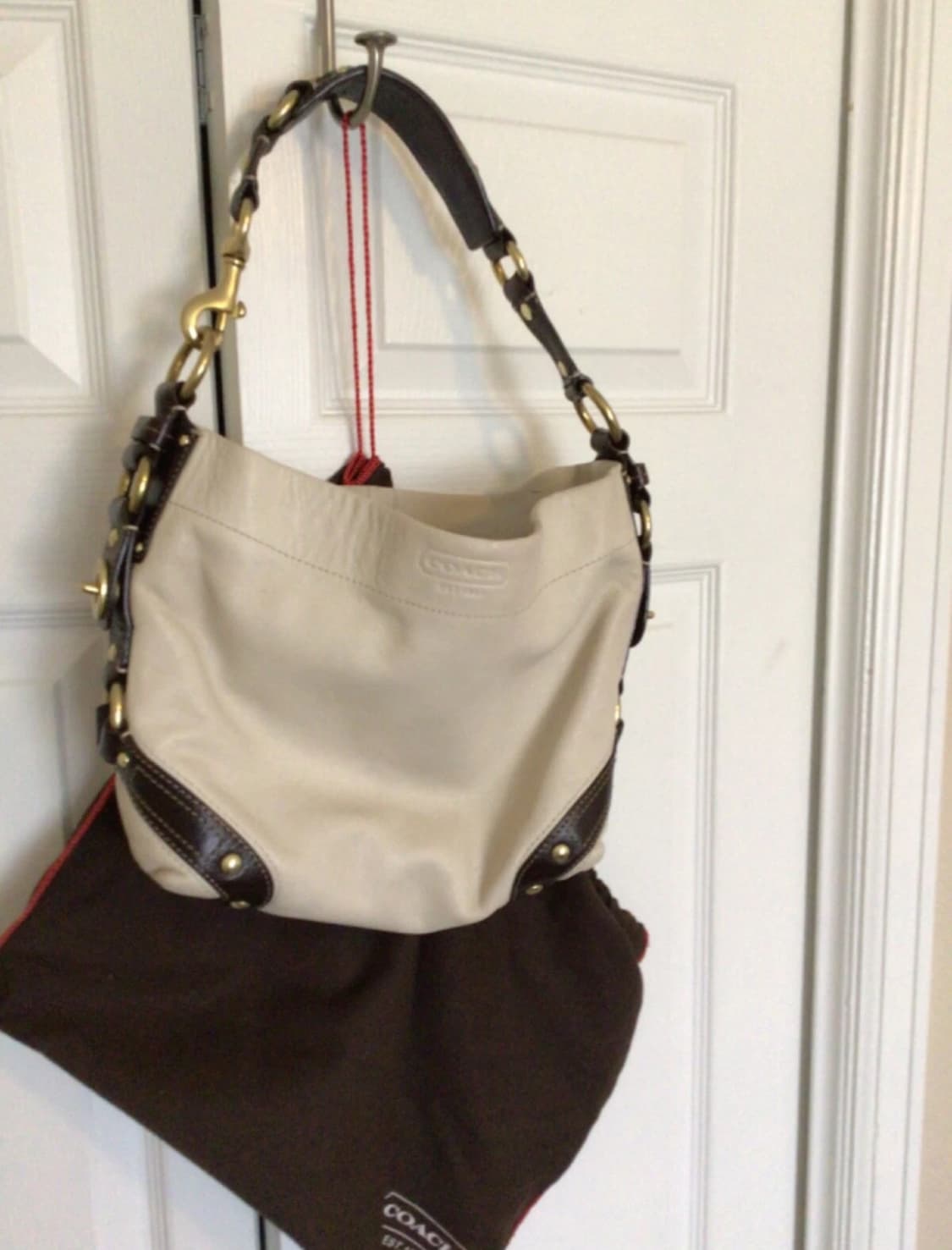 90s coach carly carmel 코치 카멜 브라운 레더 숄더백 상품이미지2