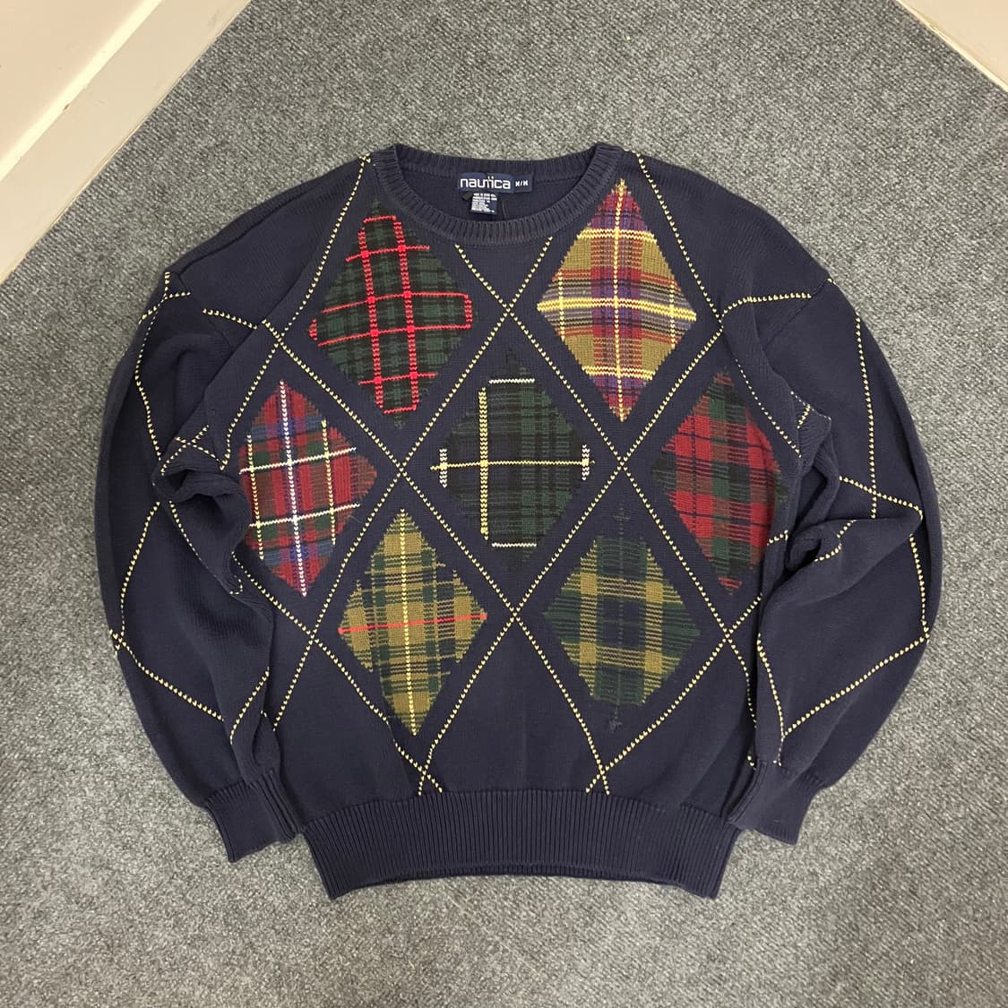 N87 90s 노티카 아가일 코튼 니트 상품이미지1