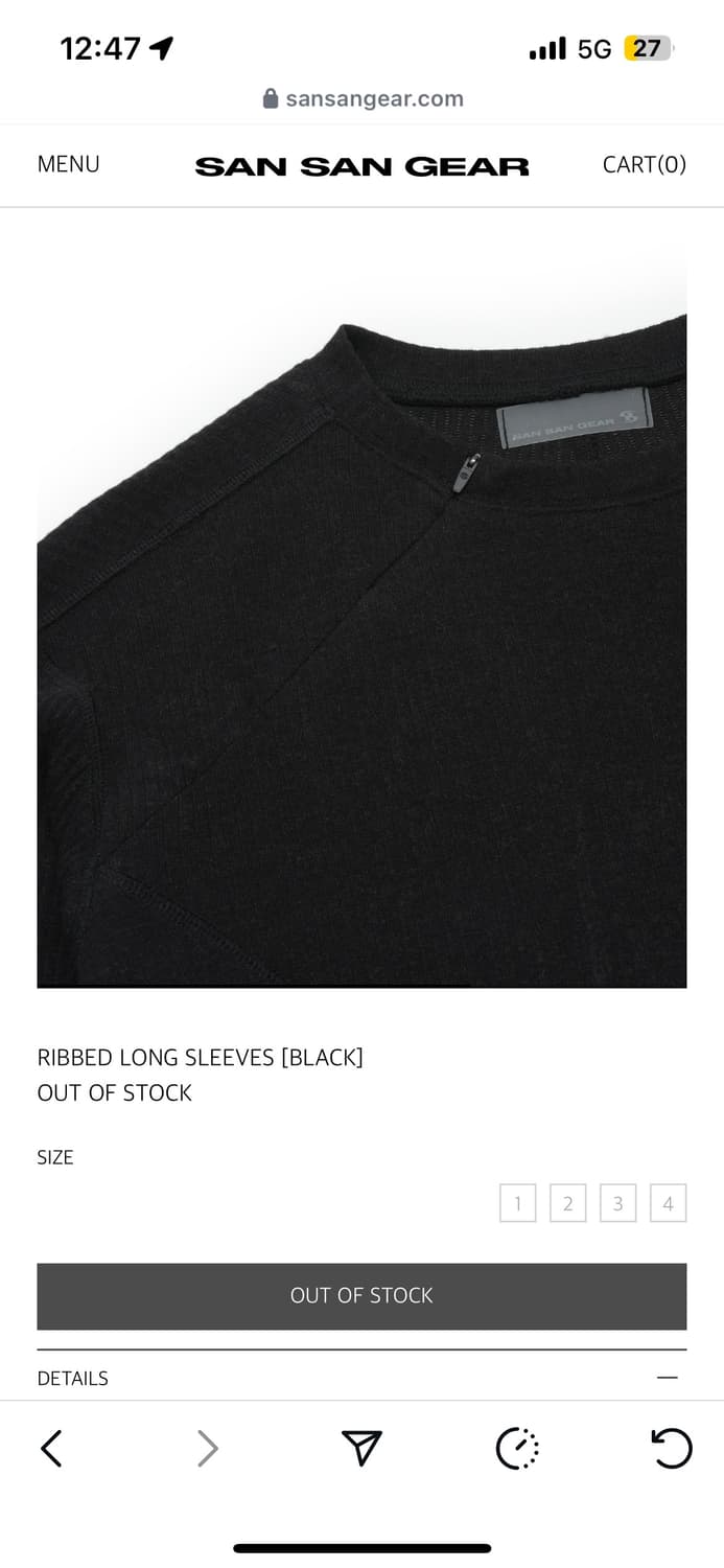 산산기어리브드 롱슬리브 RIBBED LONG SLEEVES [BLACK] 상품이미지2