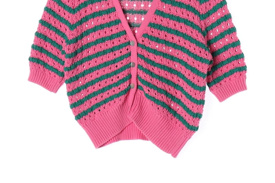 ZARA 스트라이프 크롭 니트 가디건 L 상품이미지4