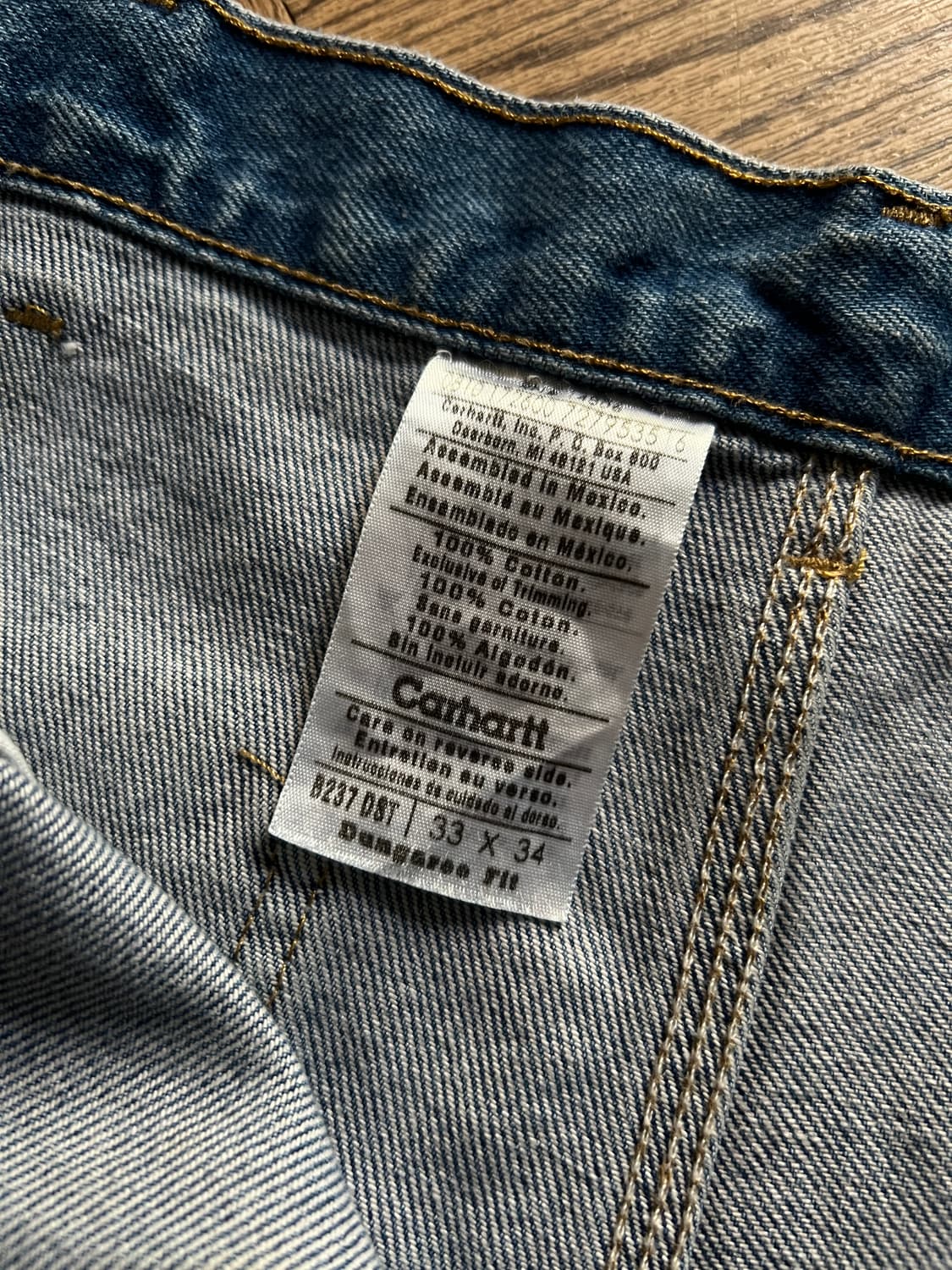 [33]칼하트 USA 덩가리핏 더티워싱 카펜터 워크 데님 팬츠 상품이미지6