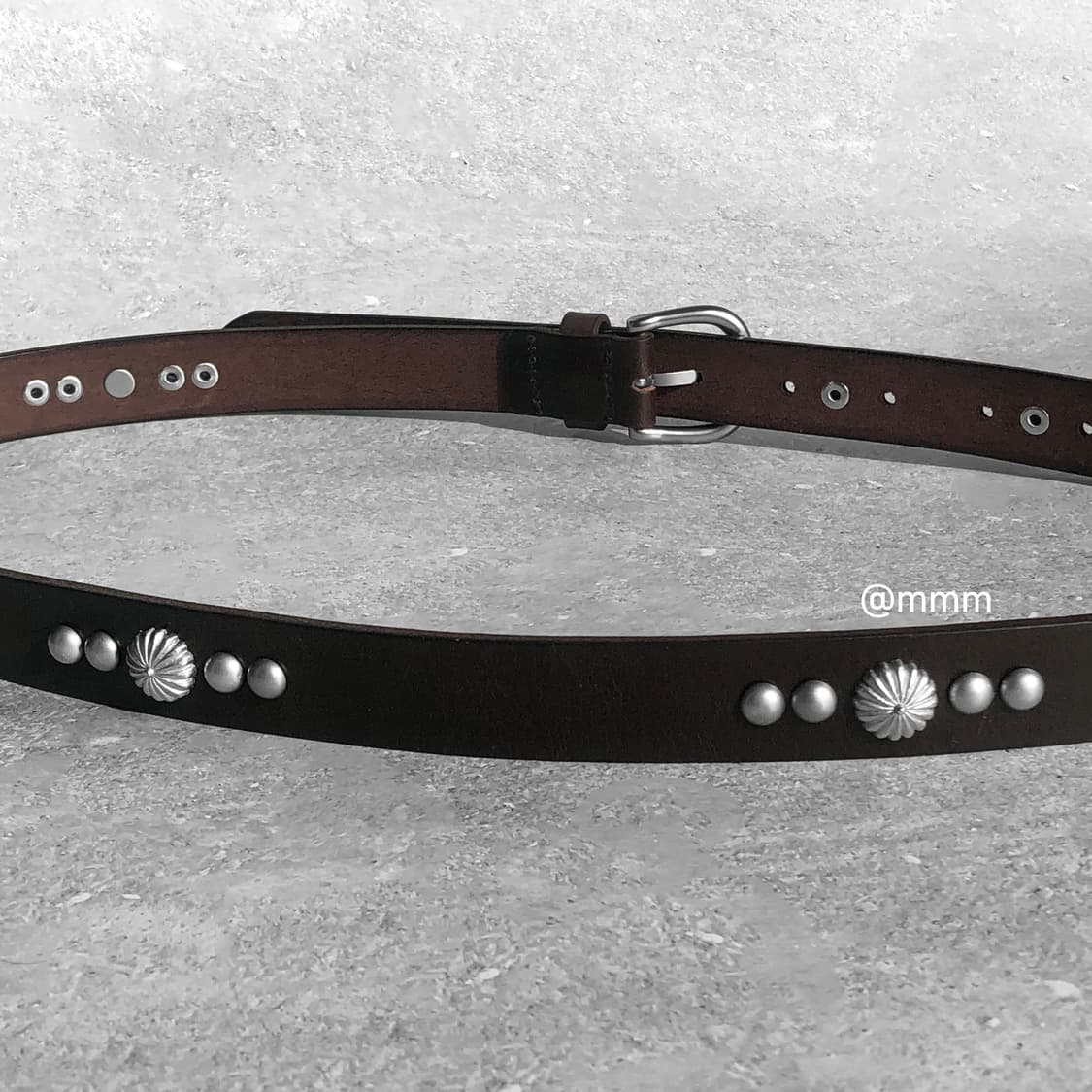 [Unisex] 찡 스터드 가죽 벨트 브라운 상품이미지4