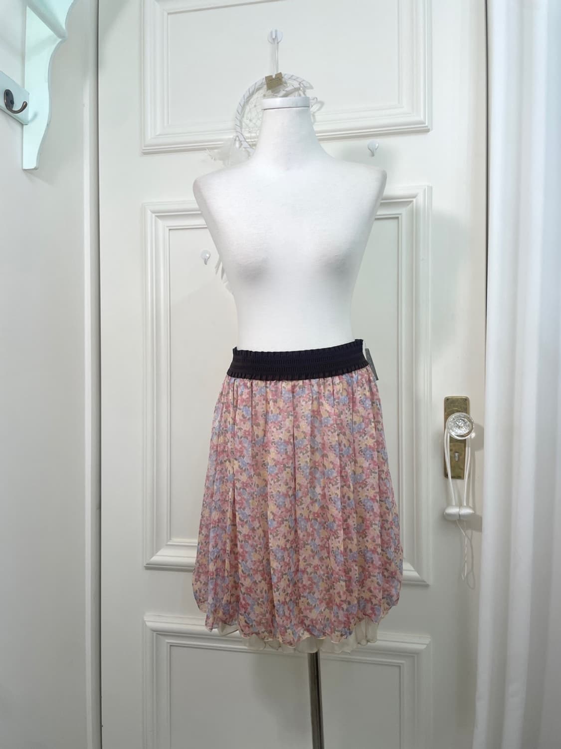 pink pastel flower pattern banding midi 상품이미지1
