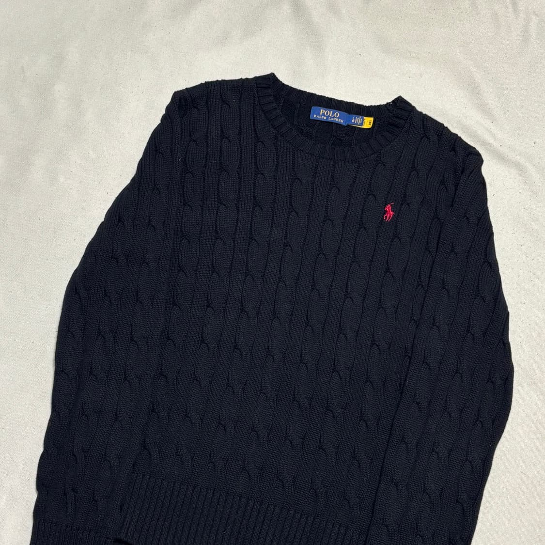 L 폴로랄프로렌 레드 포니 블랙 케이블 니트 상품이미지1