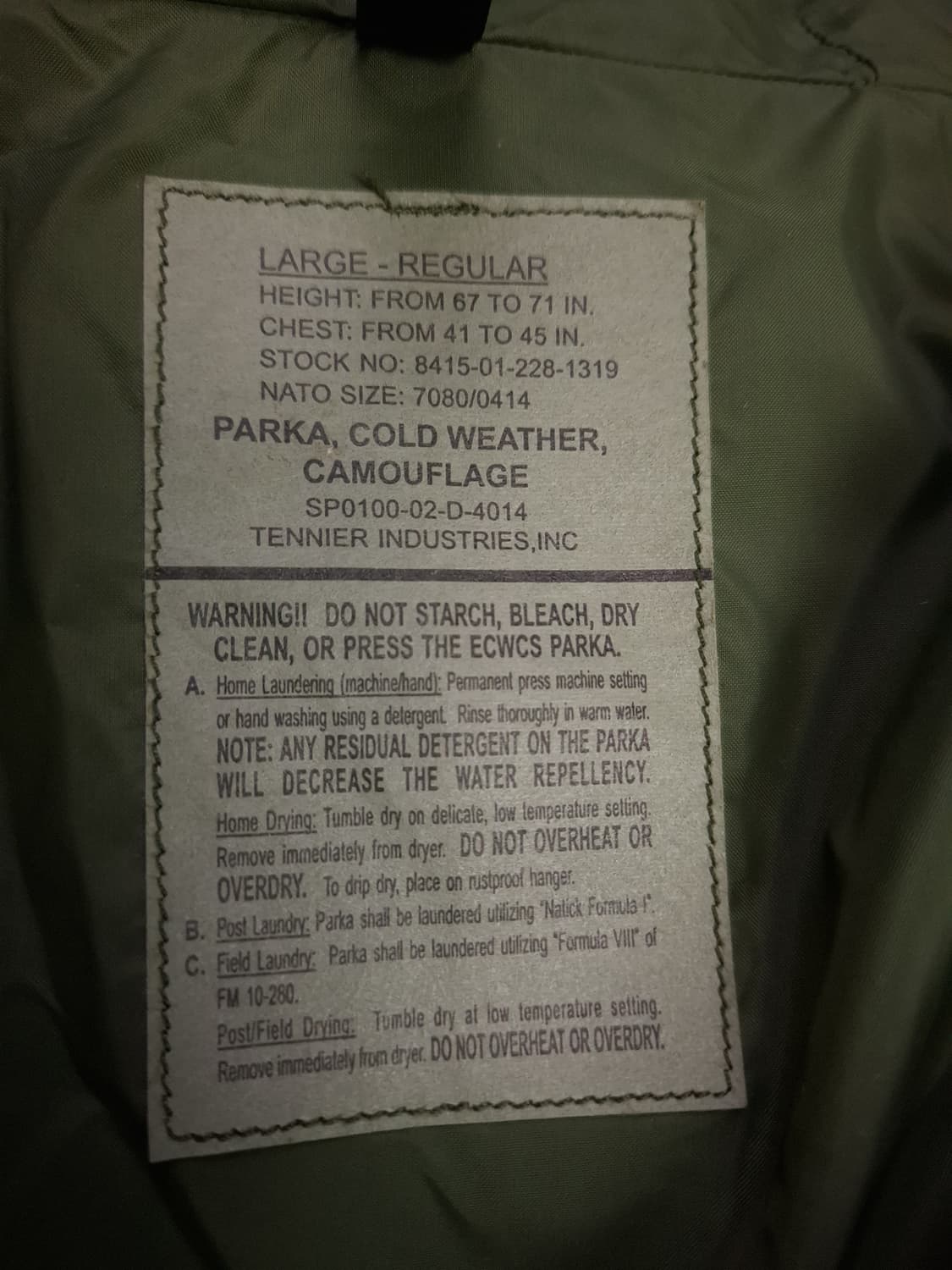 오리지날 미군 1세대 우드랜드 고어텍스 파카 상품이미지2