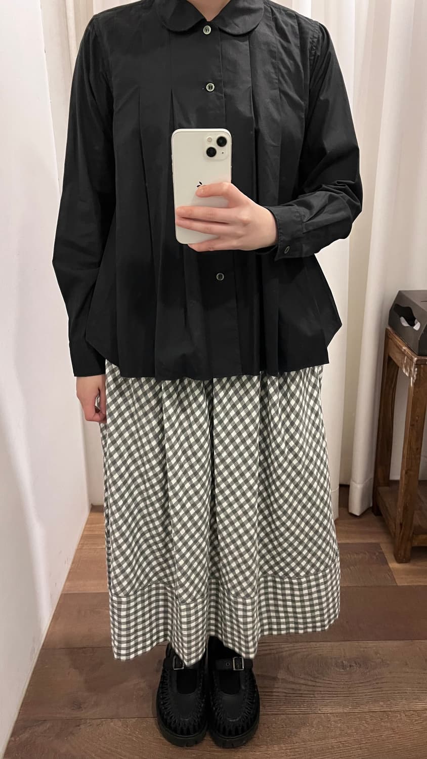 Gingham Check Shirring Skirt 상품이미지2