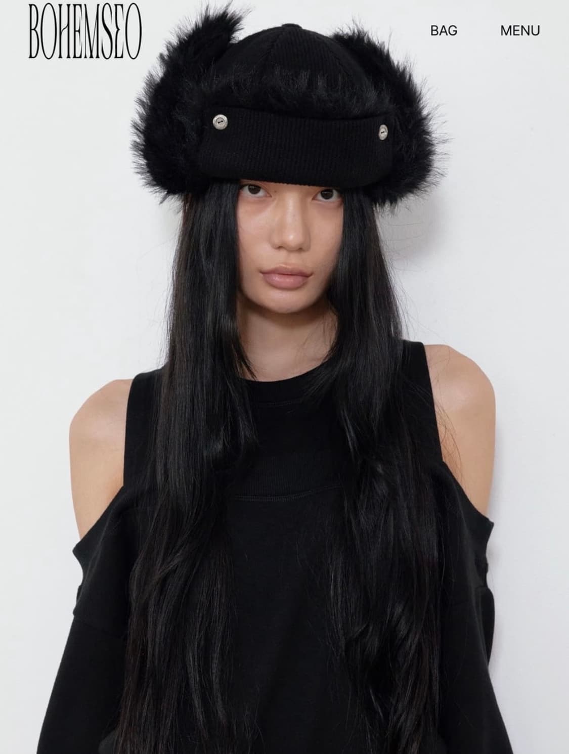 보헤미안서울 보헴서 퍼 비니 블랙 상품이미지2