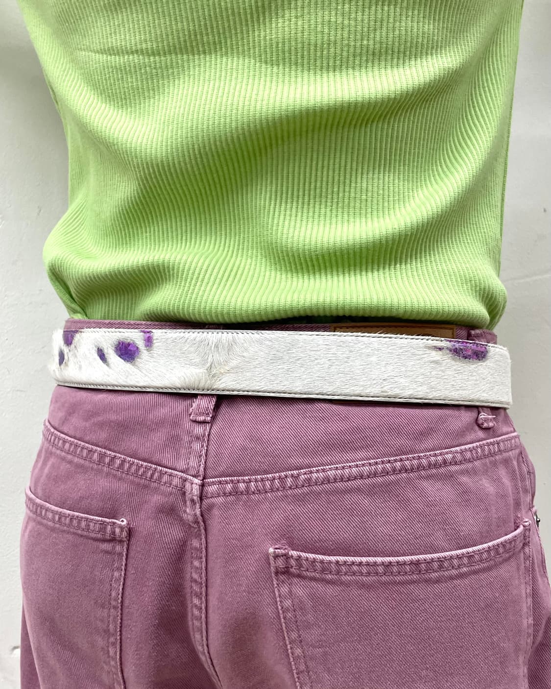 white calf hair neon cubic belt 상품이미지6