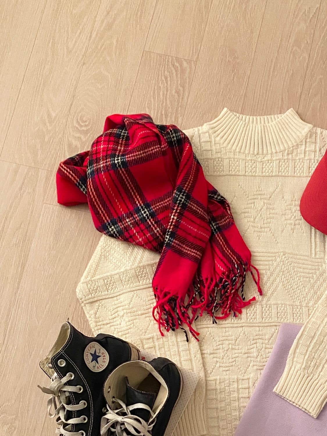 Red Tartan Check Scarf 상품이미지2