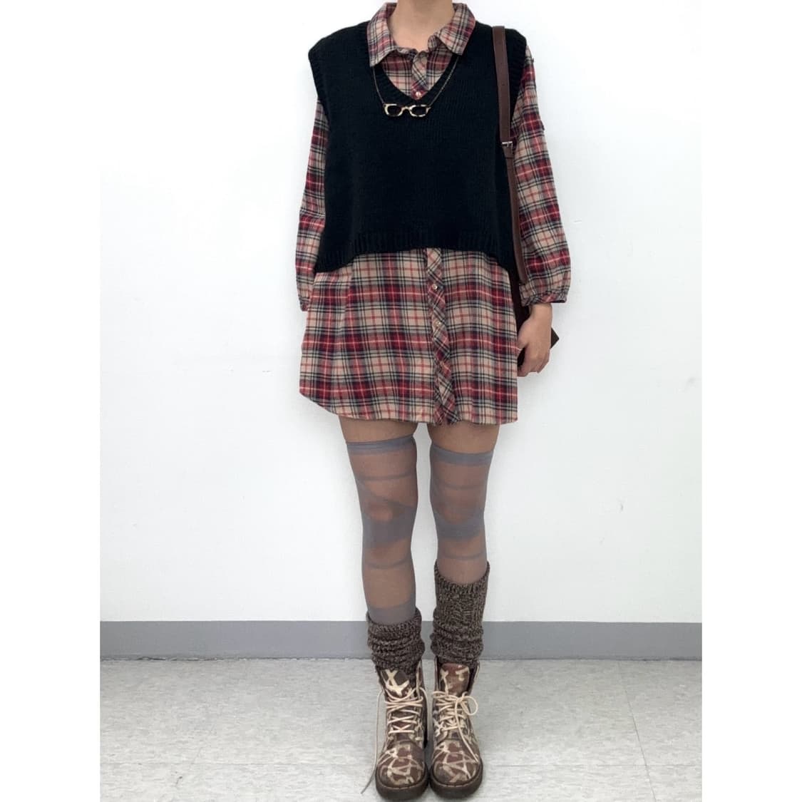 빈티지 체크 셔츠 원피스 상품이미지4