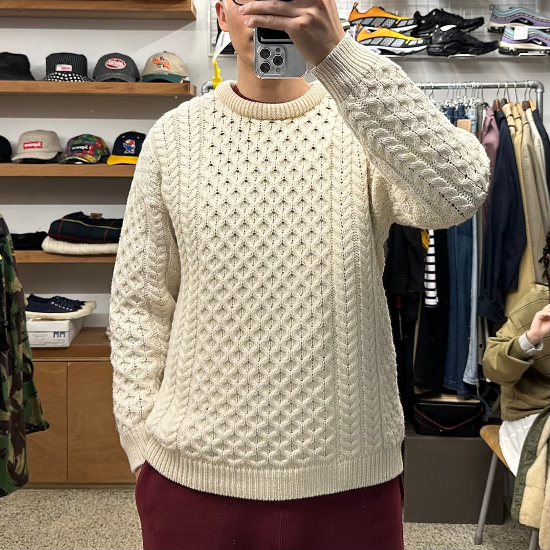 아란 크래프크 피셔맨 울 스웨터 상품이미지8