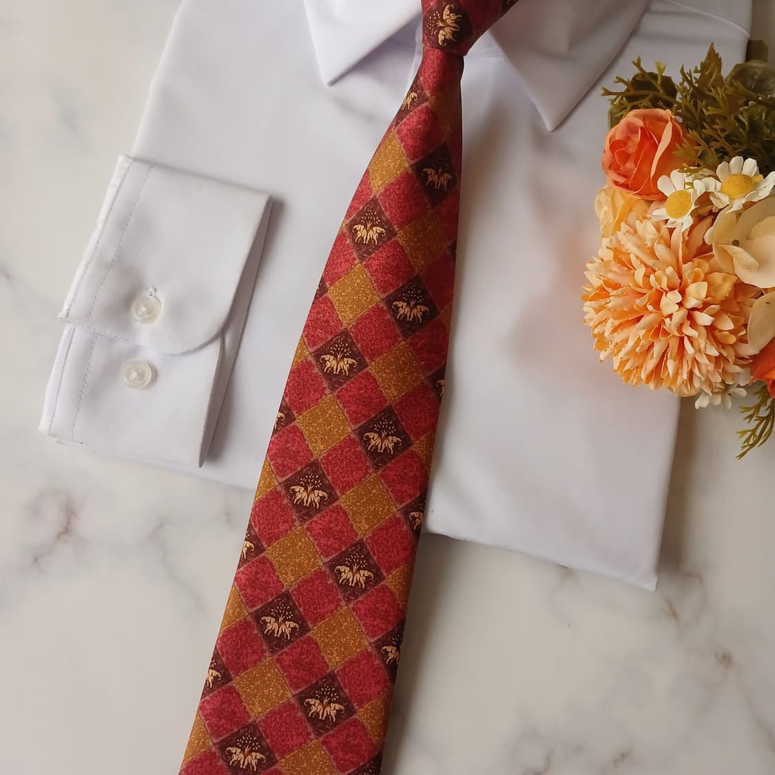 짐톰슨 실크 레드 코끼리 모티브 넥타이 9.4cm 새제품 A19126 
 상품이미지5