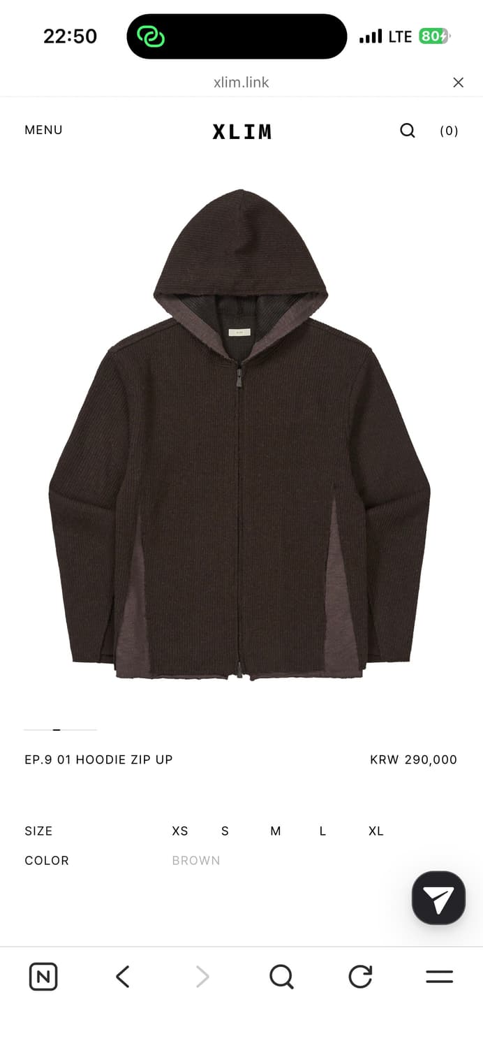 Xlim ep.9 01 Hoodie zip up Brown M사이즈 상품이미지1