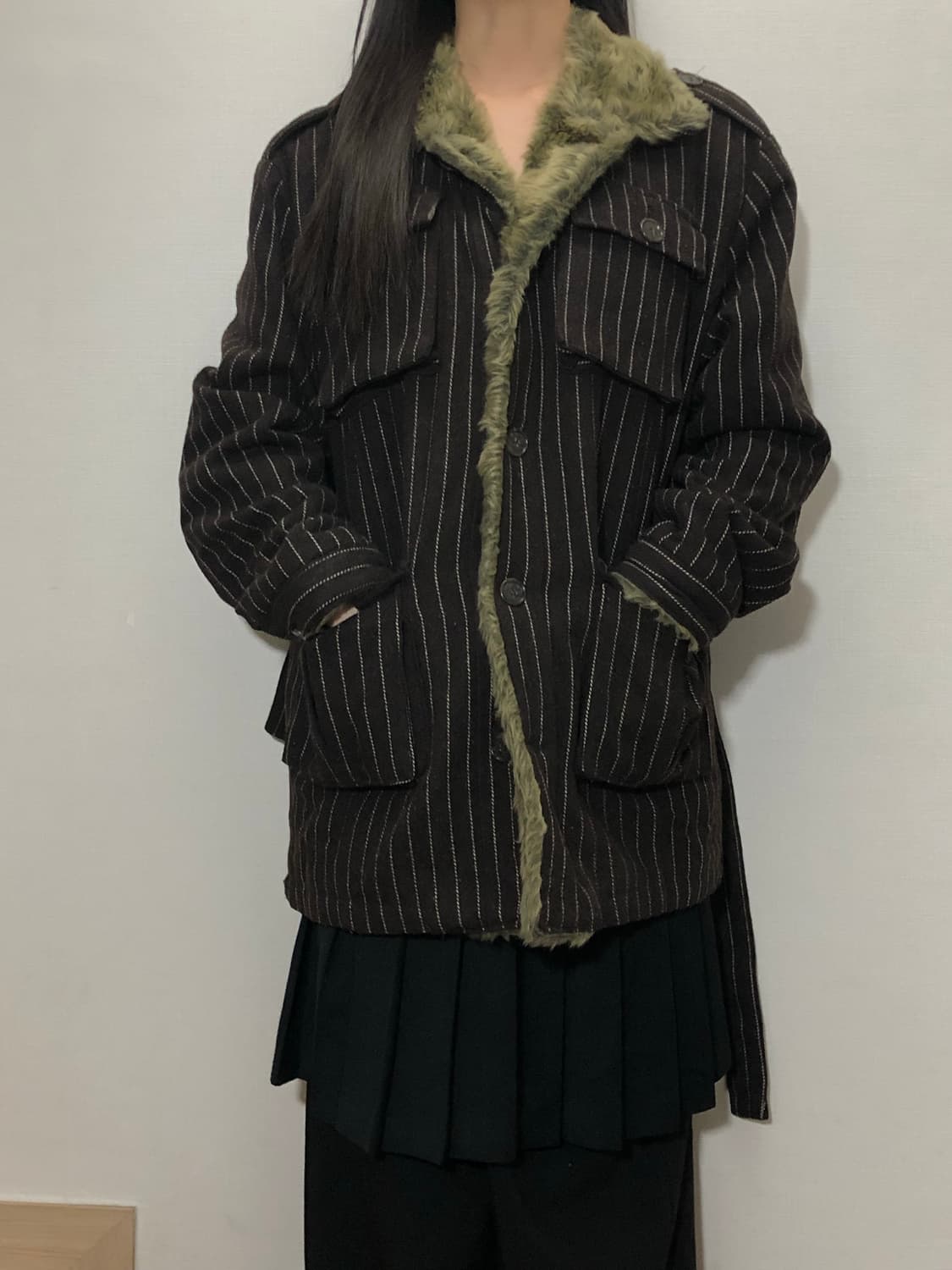 빈티지 브라운 스트라이프 울 자켓 상품이미지8