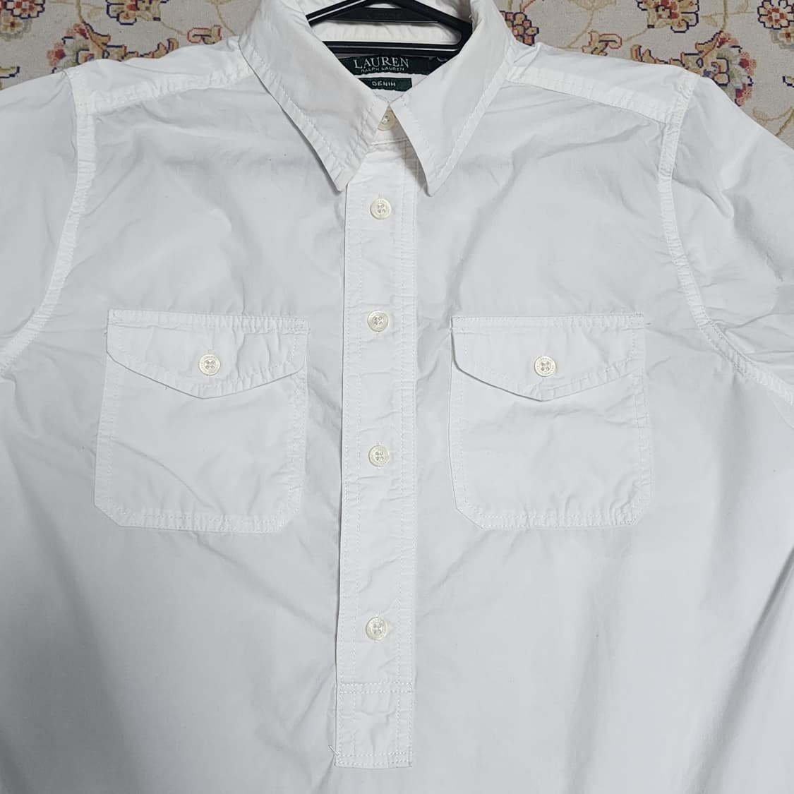 로렌 랄프로렌 여성 화이트 포켓 롱셔츠 s 상품이미지4