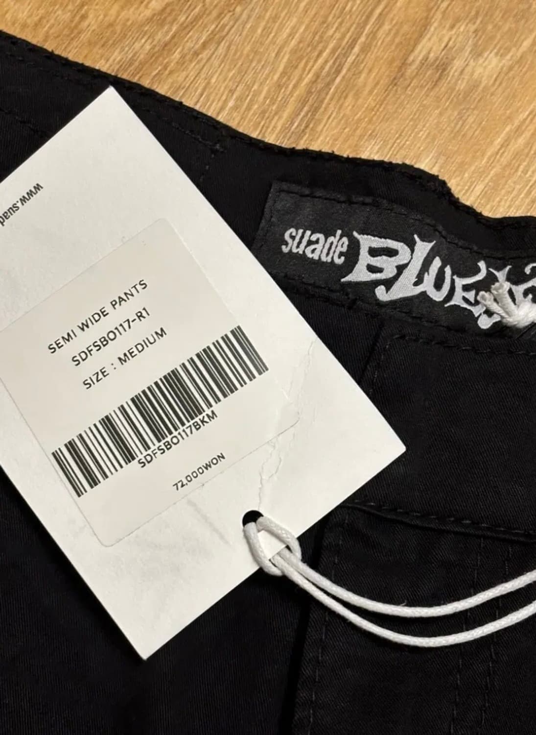 (M, 택O) 스웨이드 suade 기명 세미 와이드 팬츠 블랙 상품이미지3