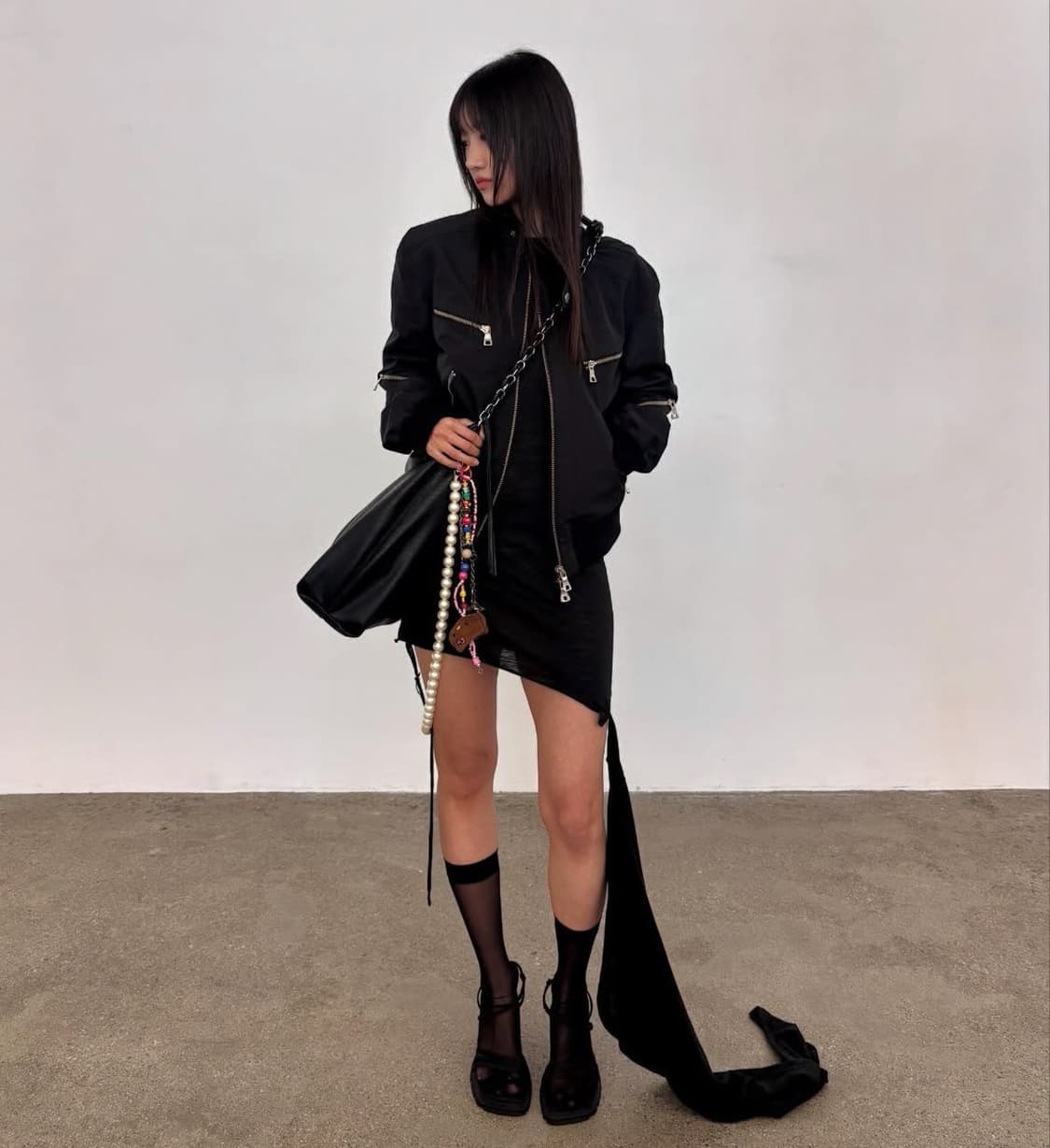 YEEL 와이이이엘 멀티 지퍼 하이넥 점퍼 블랙 상품이미지1