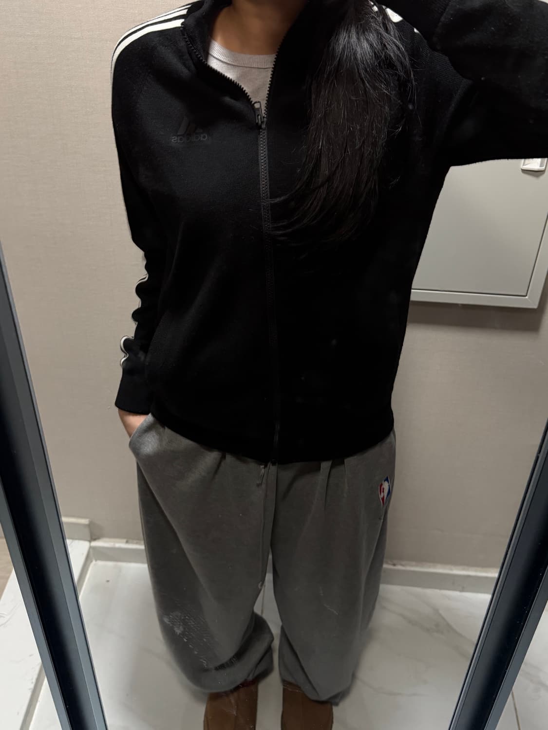 아디다스 블랙 니트 집업 L 상품이미지1