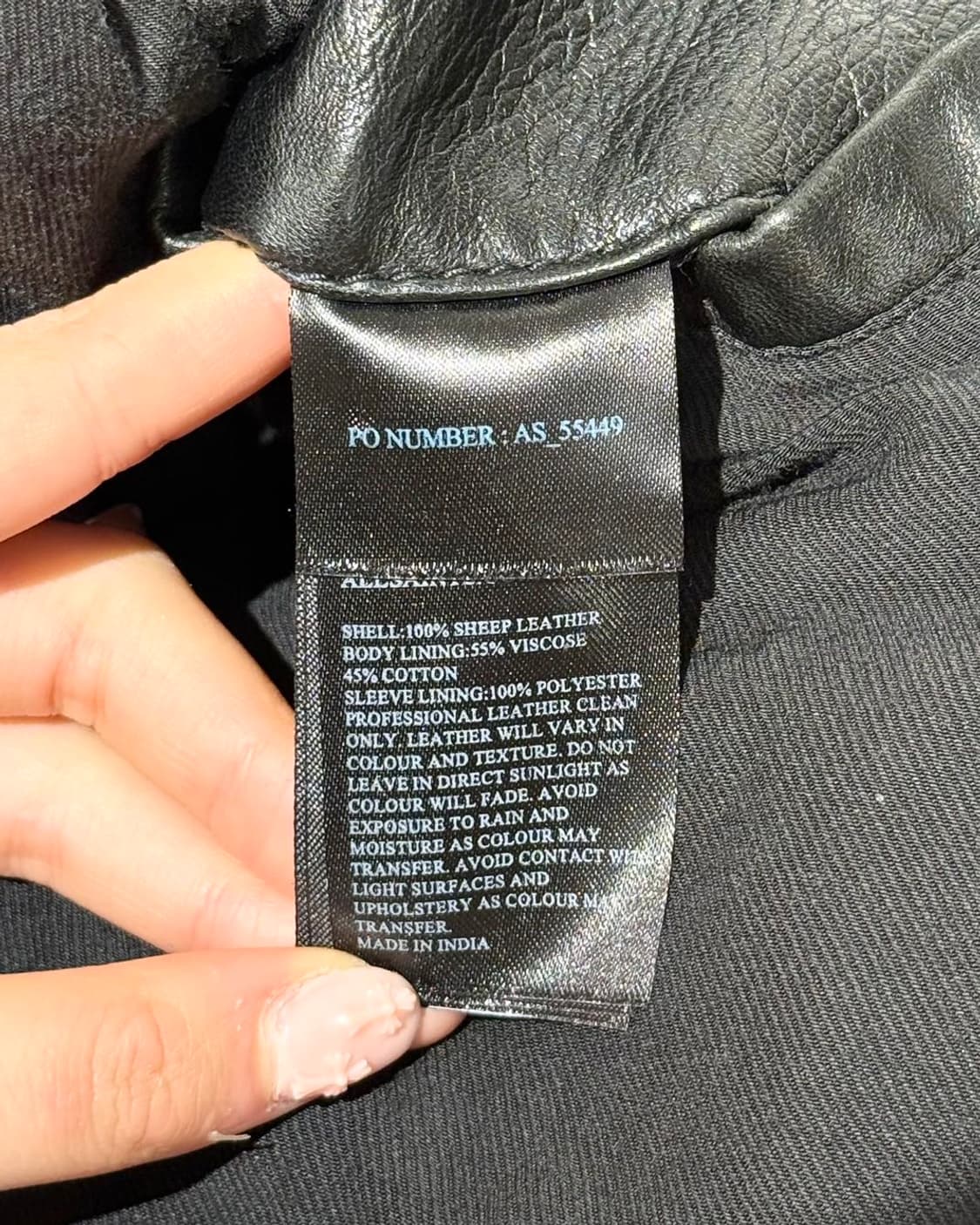 올세인츠 블랙 쉽스킨 레더 지퍼 디테일 자켓 상품이미지8