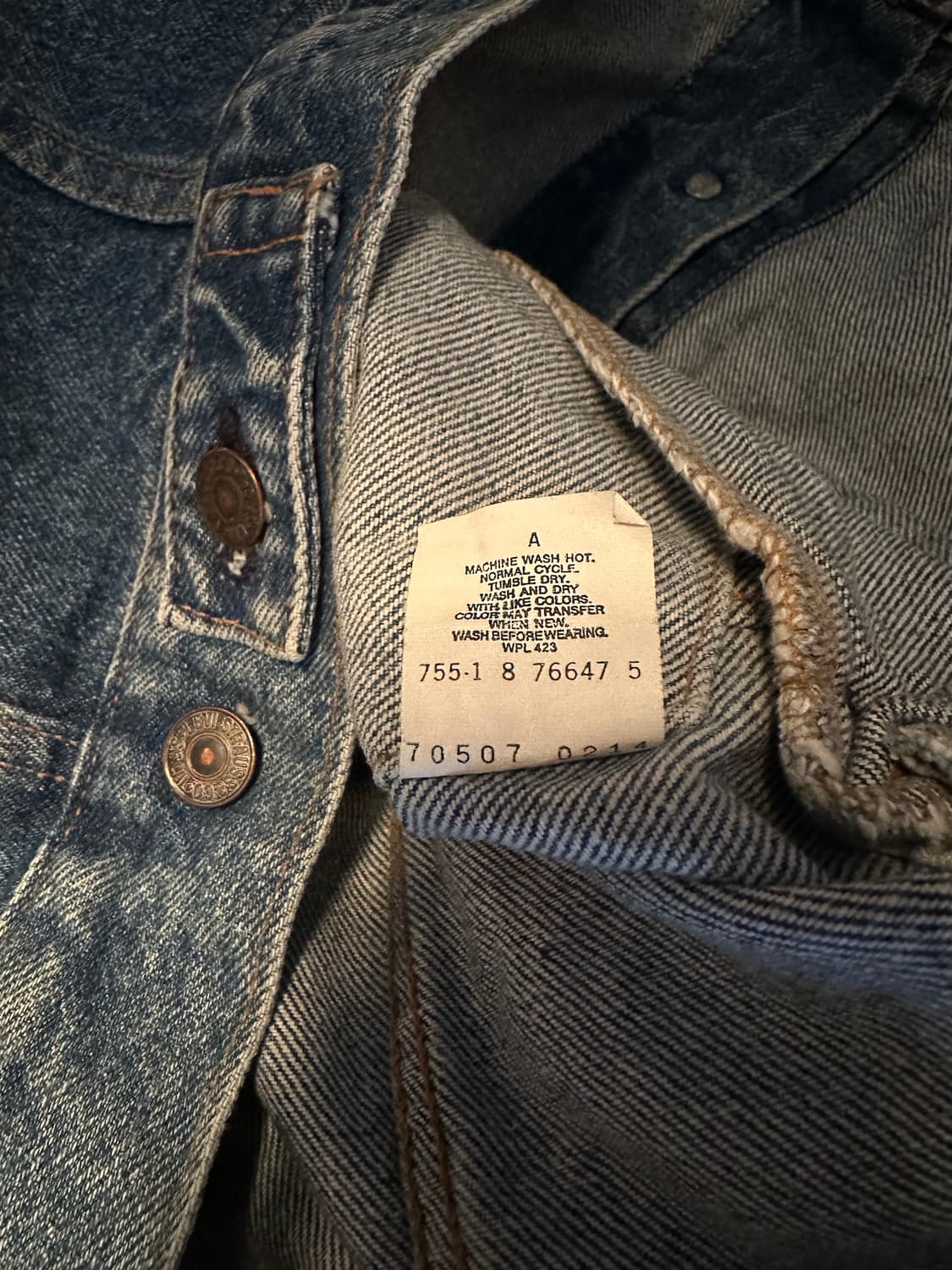 80s USA 빈티지 리바이스 70507 3세대 데님 트러커 자켓 상품이미지7