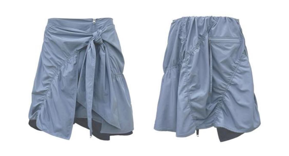 nache PUCKERING TIE SKIRT BLUE GRAY 상품이미지1