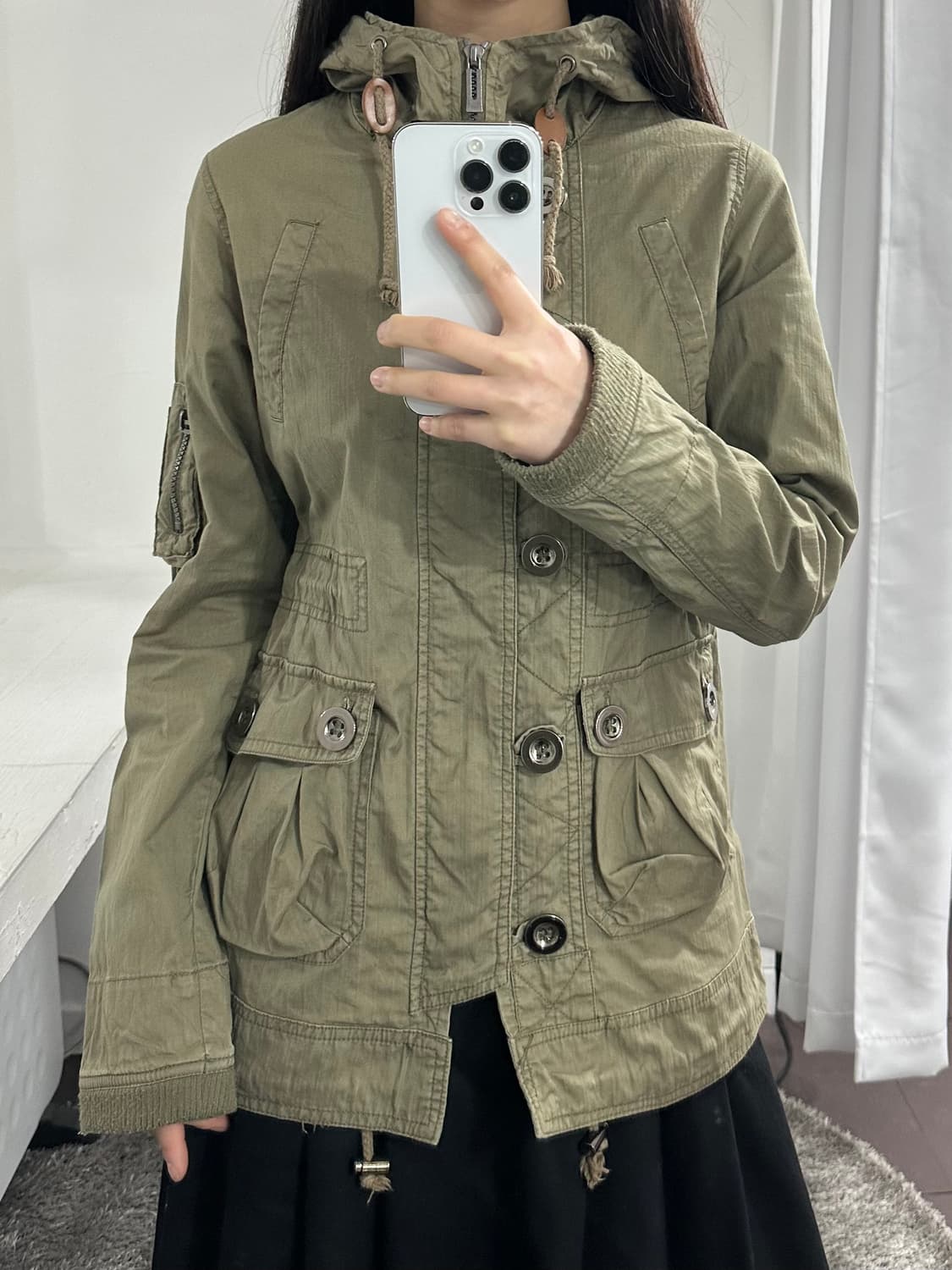 khaki hood twoway jacket 상품이미지2