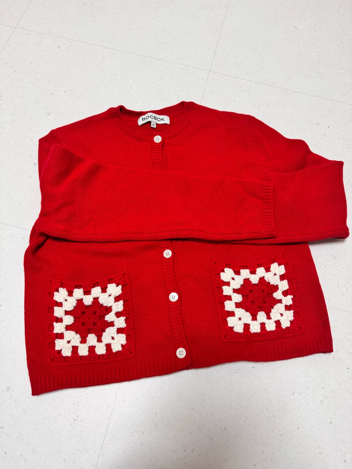 실사o 복복 순희 가디건 레드 M 상품이미지5