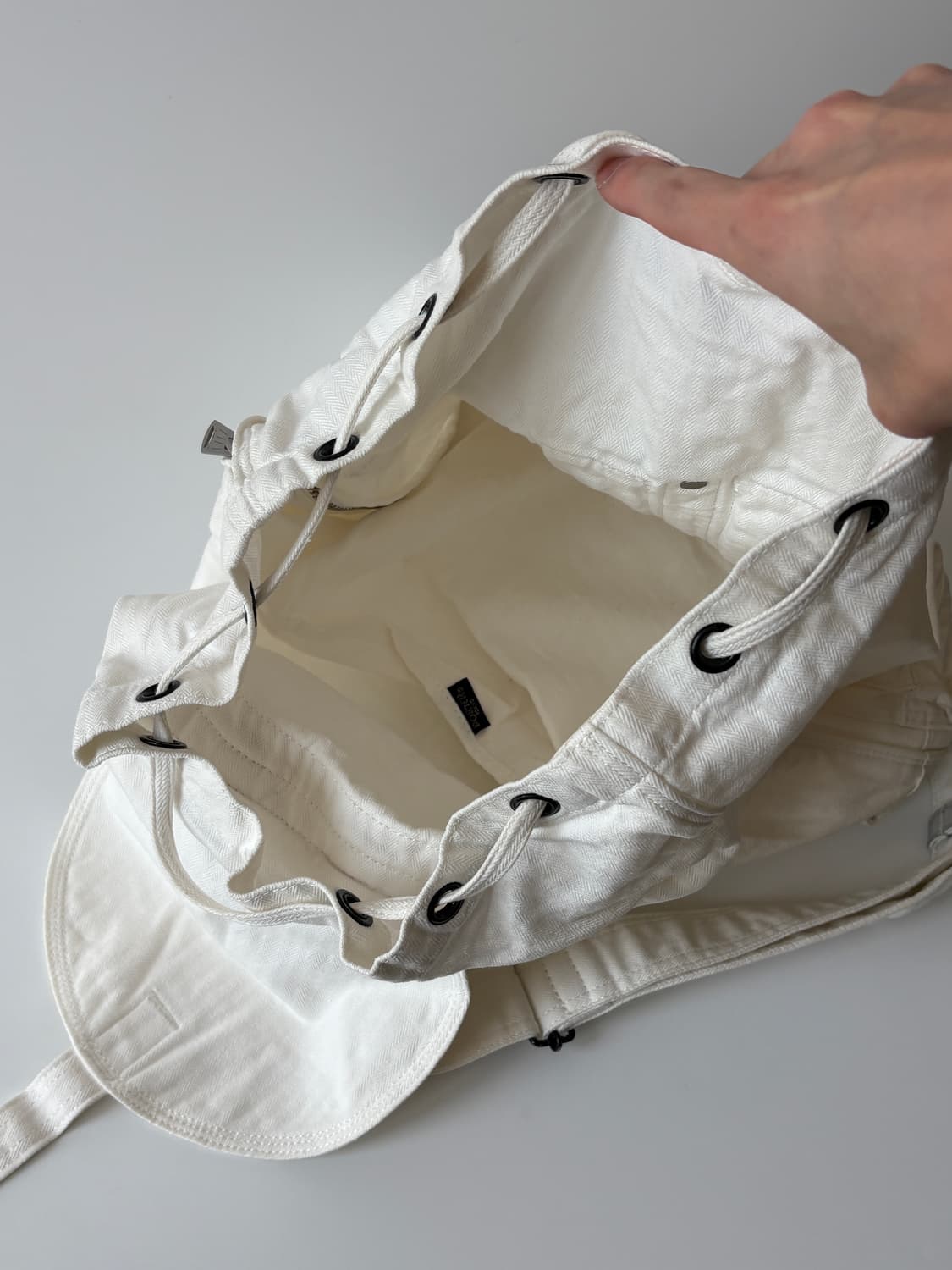 Twill Cotton Rucksack (White) 상품이미지7