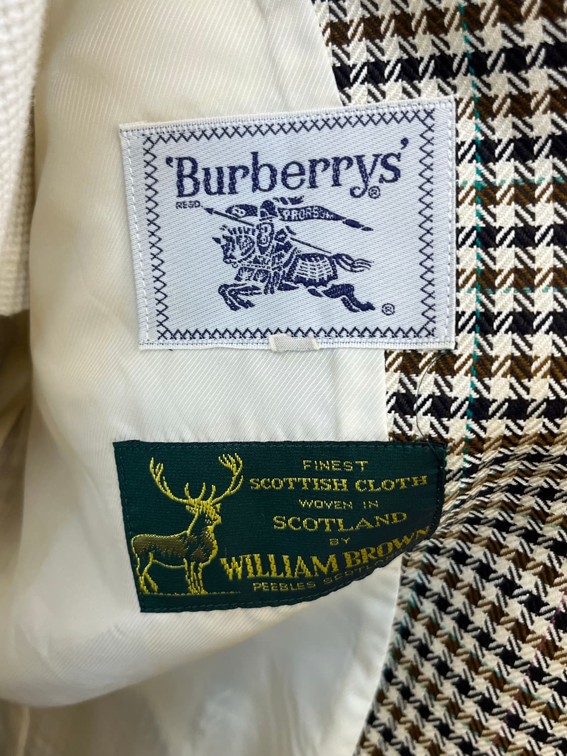 80s 버버리 울 블렌드 체크 테일러드 자켓 상품이미지7