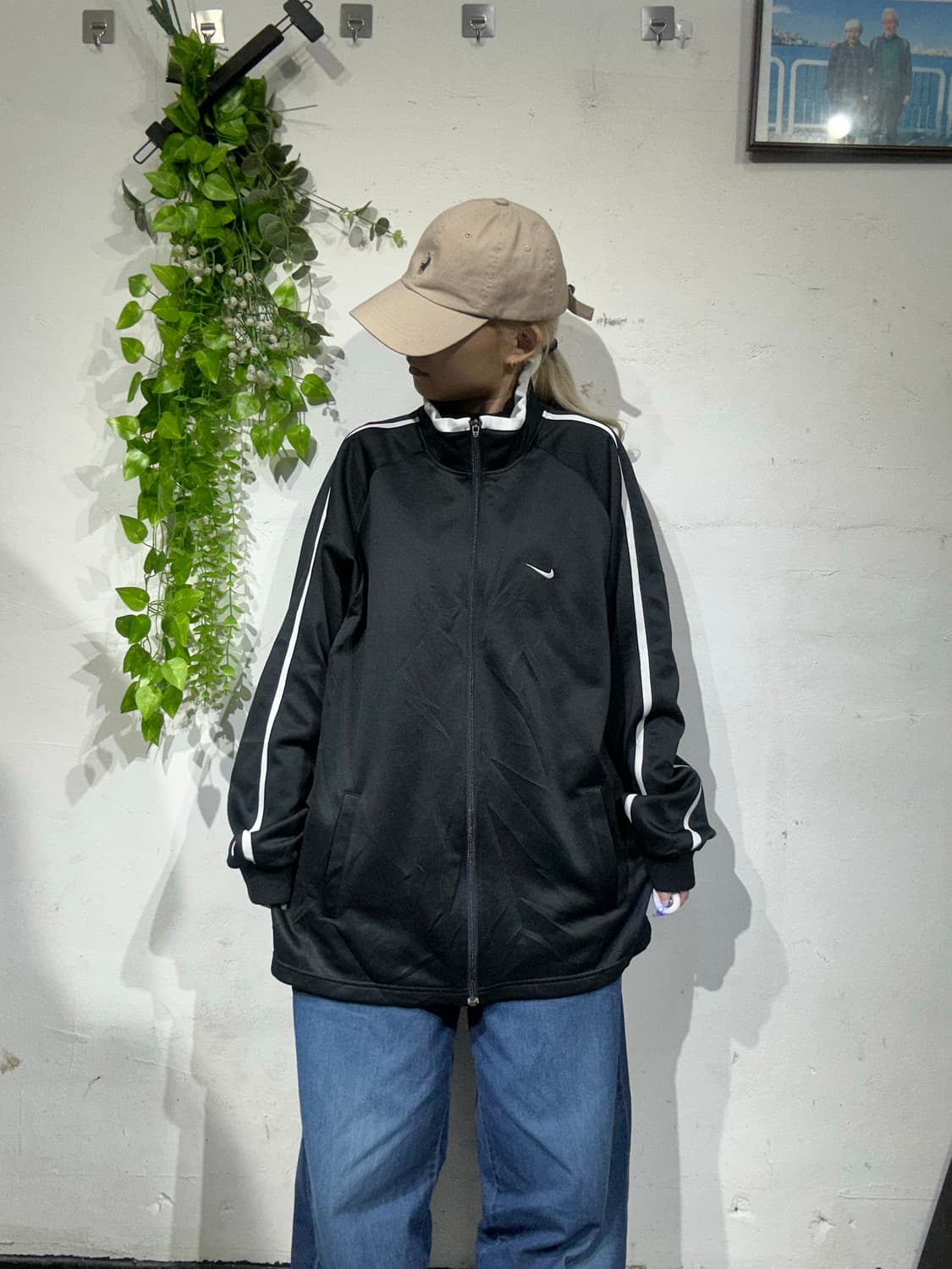 00s 나이키 블랙 화이트 사이드 라인 트랙탑 져지 XL 상품이미지2