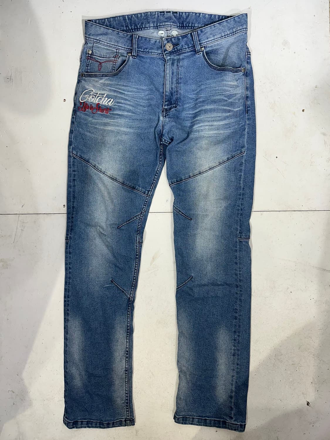 갓차 중청 새깅 자수 힙합 청바지 캣워싱 올드스쿨 데님 팬츠 XL 상품이미지4