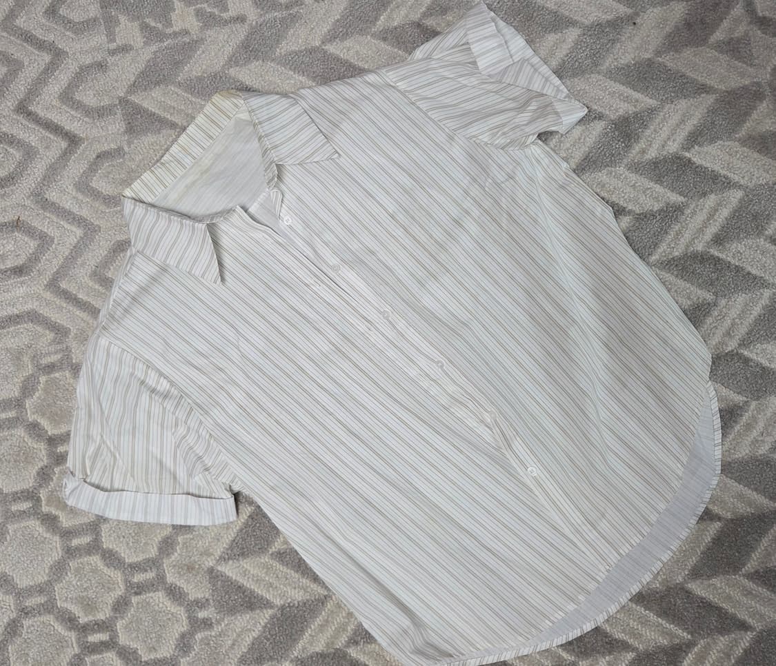 반팔 아이보리 스트라이프 셔츠 상품이미지1