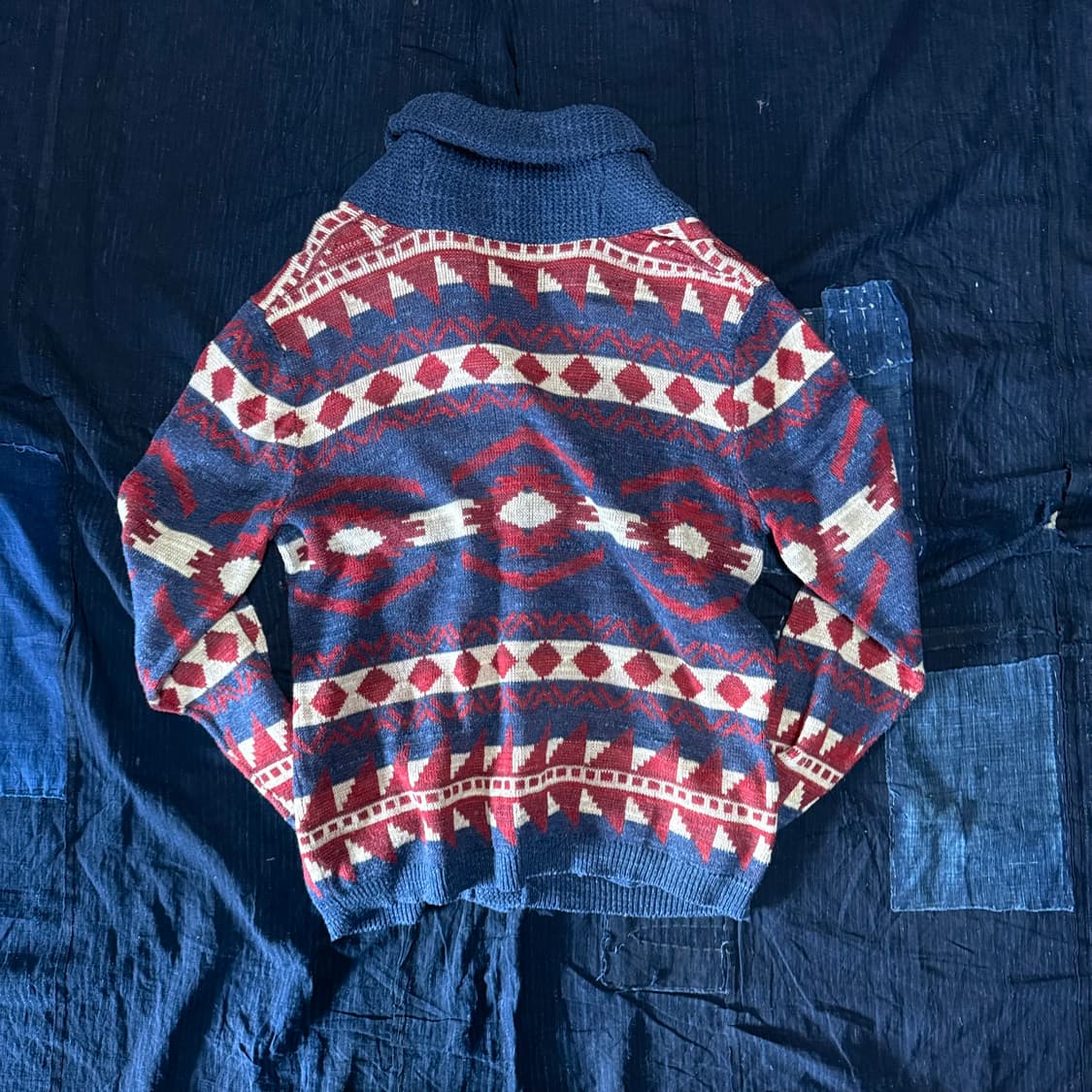 데님앤서플라이 치마요 패턴 숄카라 가디건 M 상품이미지6