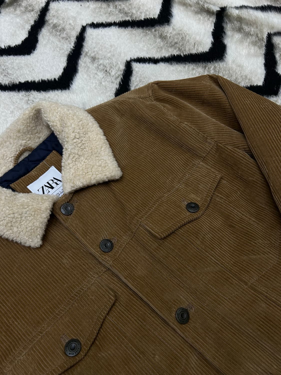 [한국XL]ZARA 코듀로이 쉐르파 자켓/브라운 상품이미지1